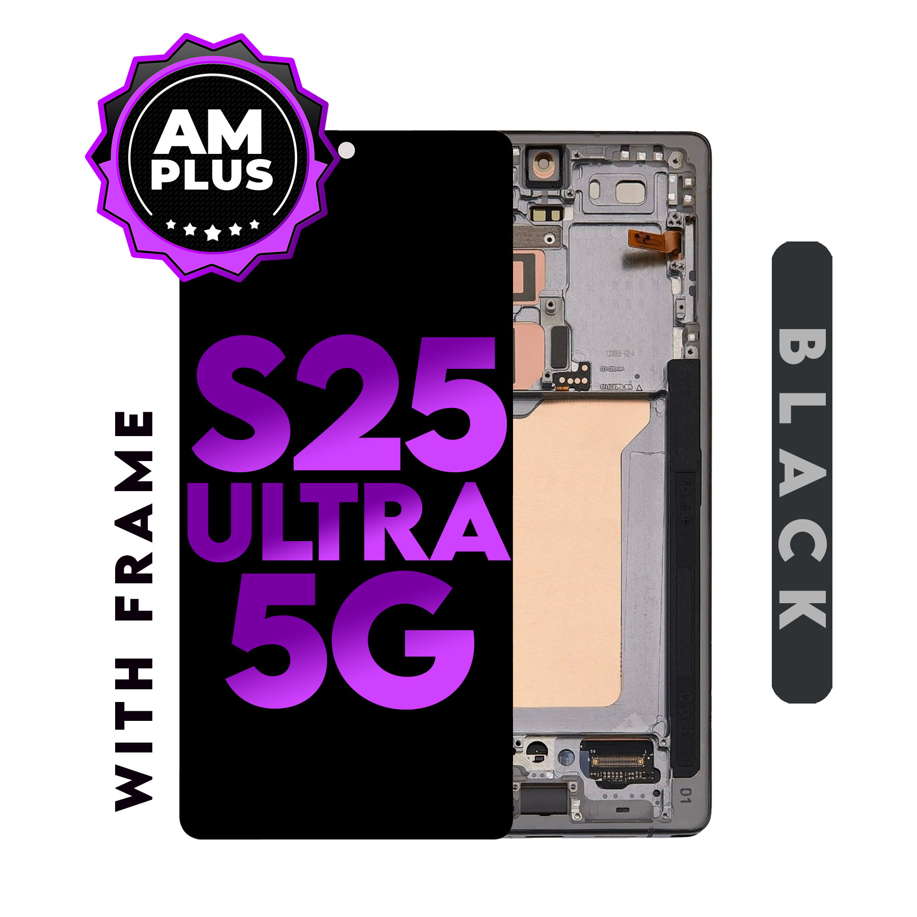 (Generic) (Titanium Jet Black)For Galaxy S25 Ultra 5G (with Frame) Replacement Part 
