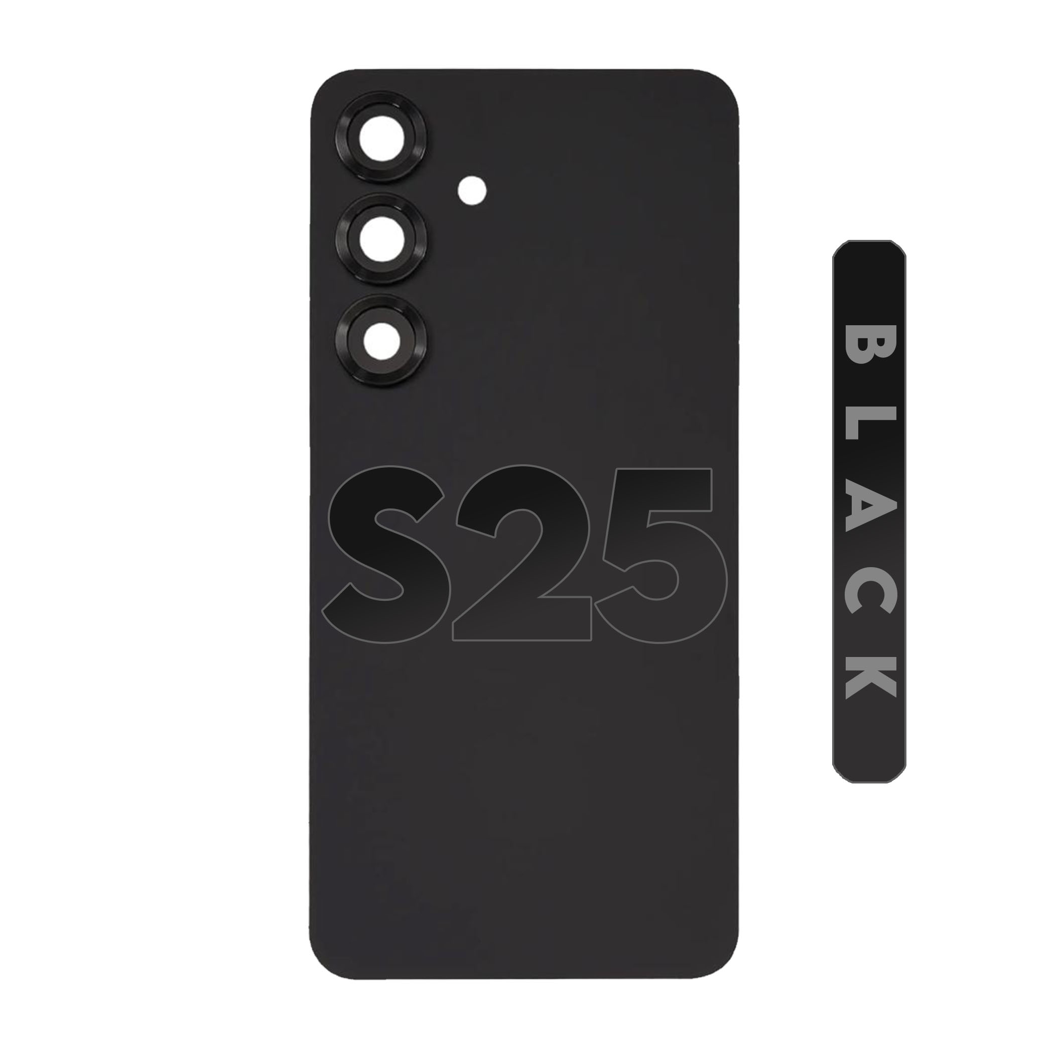 (Black) For Galaxy S25 5G | Back Cover Glass With Camera Lens (No Logo)