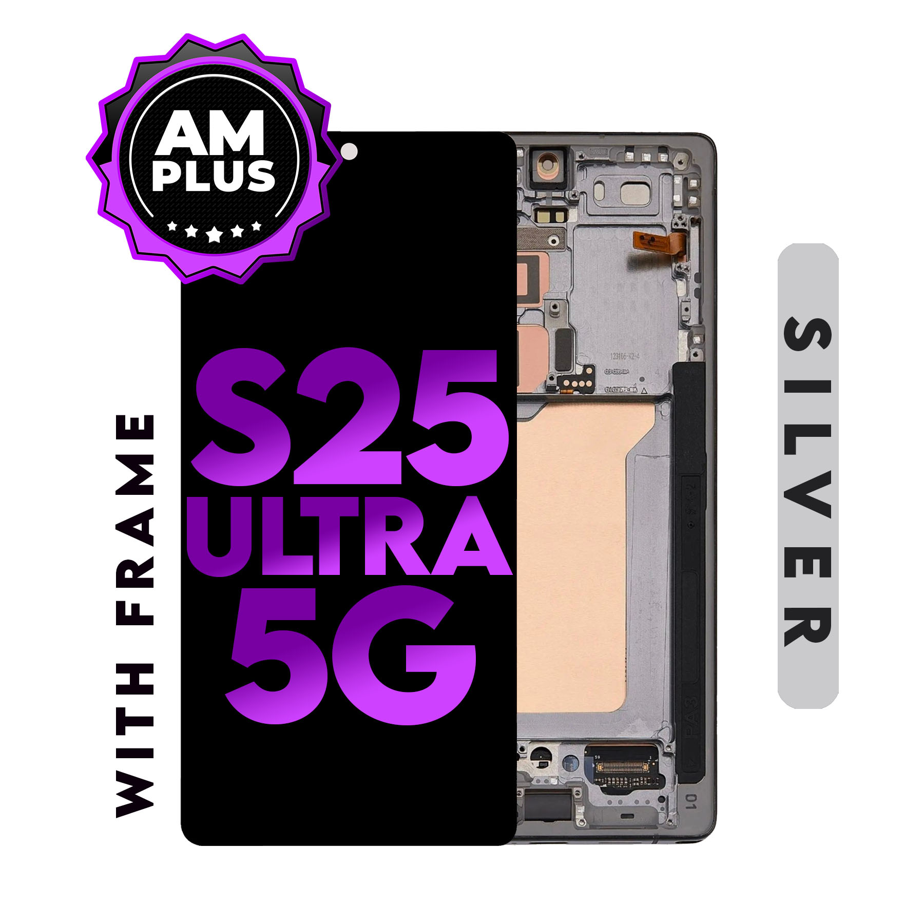 (Generic) (Titanium White Silver) For Galaxy S25 Ultra 5G (with Frame) Replacement Part