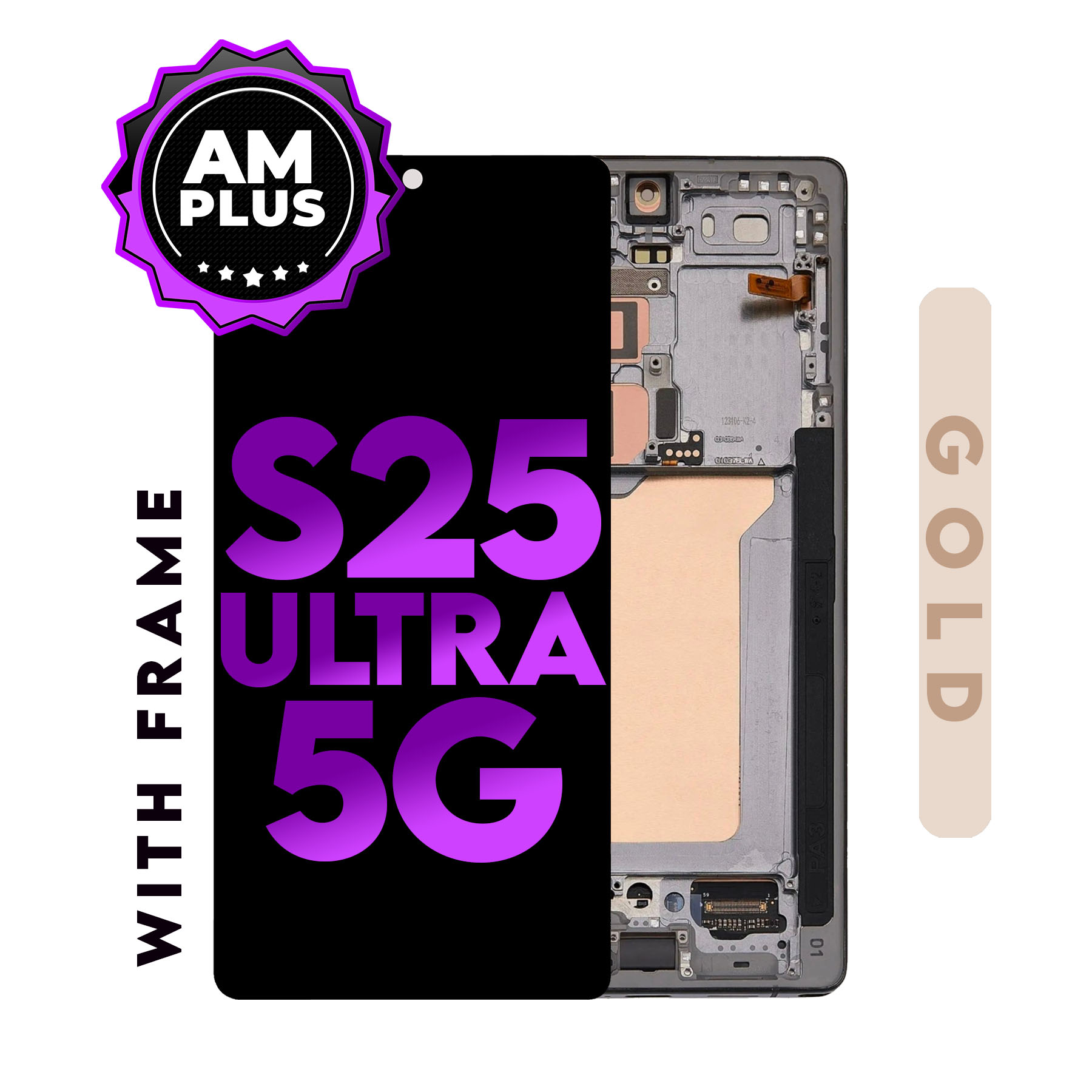 (Generic) (Titanium Pink Gold) For Galaxy S25 Ultra 5G (with Frame) Replacement Part 
