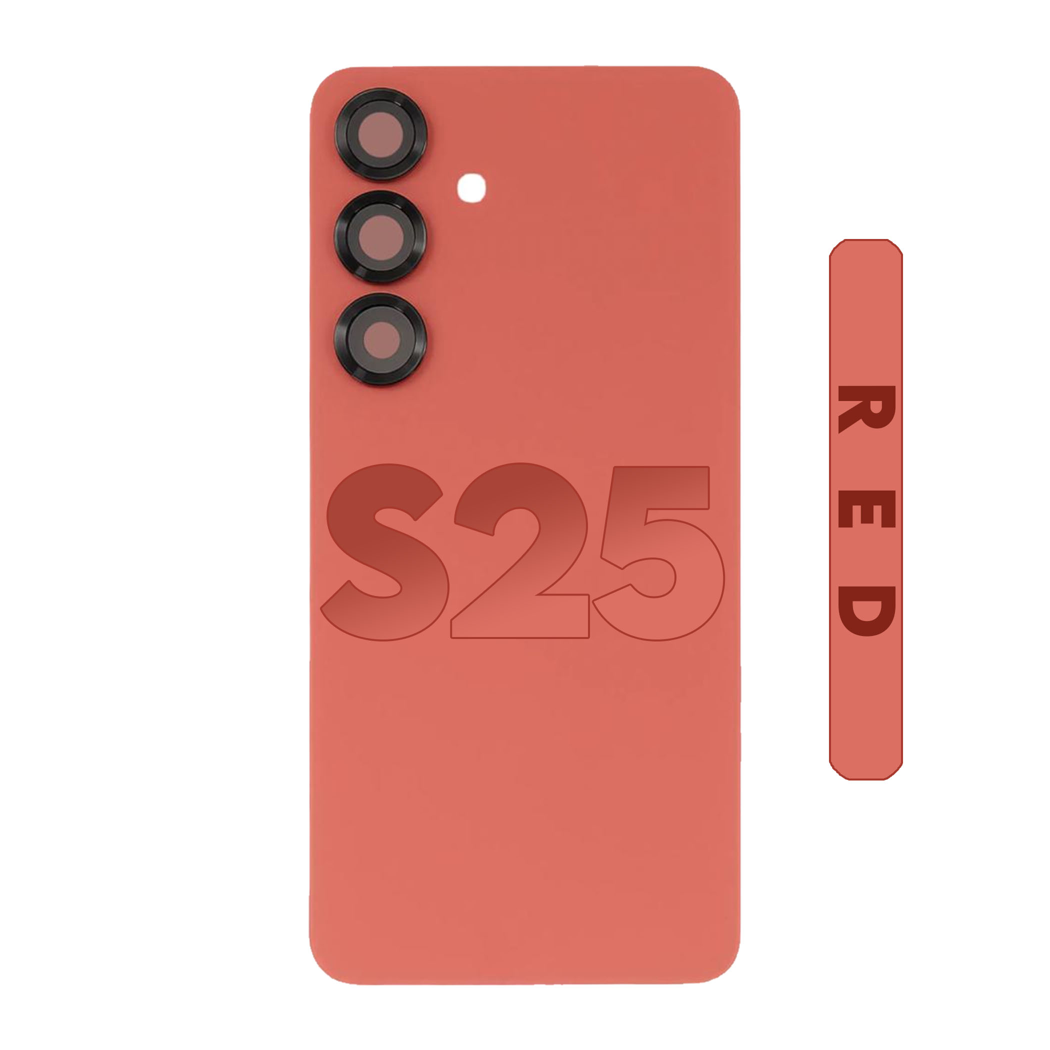 (Coral Red) For Galaxy S25 5G | Back Cover Glass With Camera Lens (No Logo)