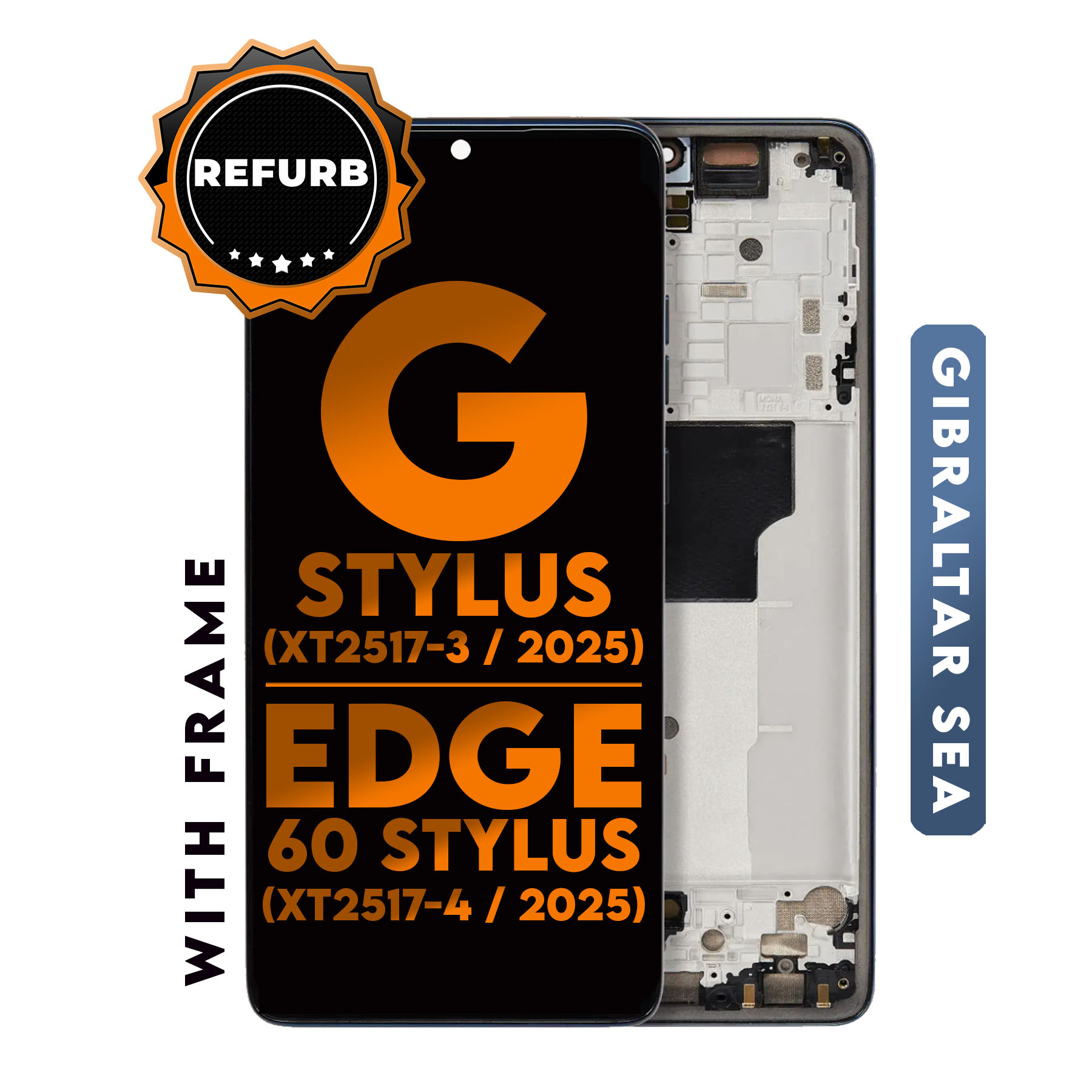 For Motorola Moto G Stylus 5G (XT2517-3 / 2025) / Motorola Moto Edge 60 Stylus (XT2517-4 / 2025) |  LCD OLED WITH FRAME  (Refurbished) (Pantone Gibraltar sea)