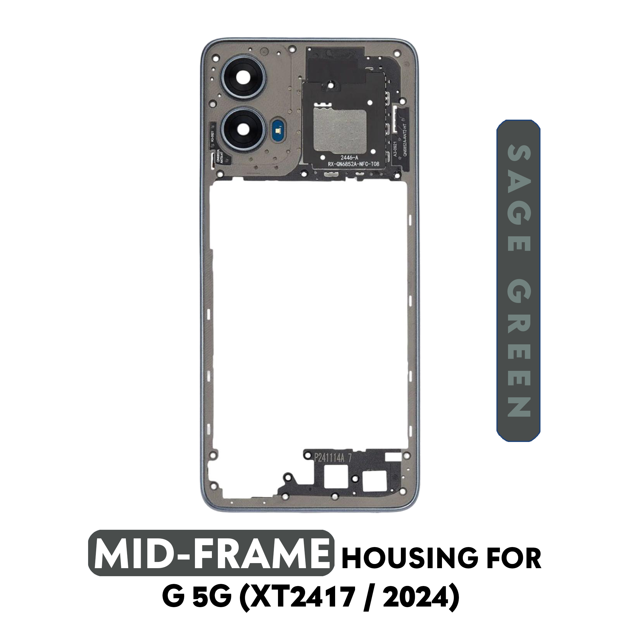 For Motorola Moto G 5G (XT2417 / 2024) | Mid-Frame Housing (Sage Green)