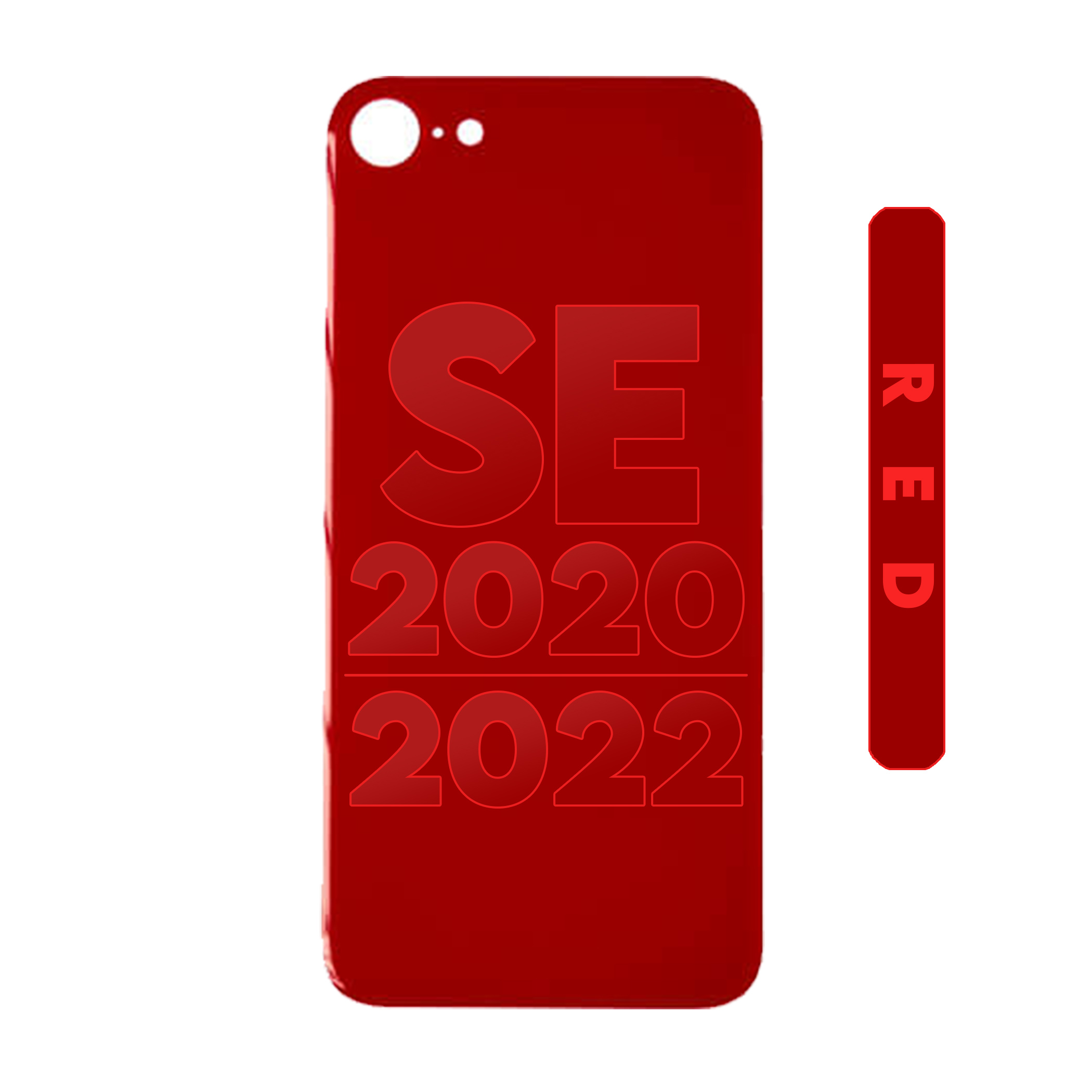 (Red) For iPhone SE 2020 / 2022  | BACK DOOR GLASS (Big Hole) (No Logo)