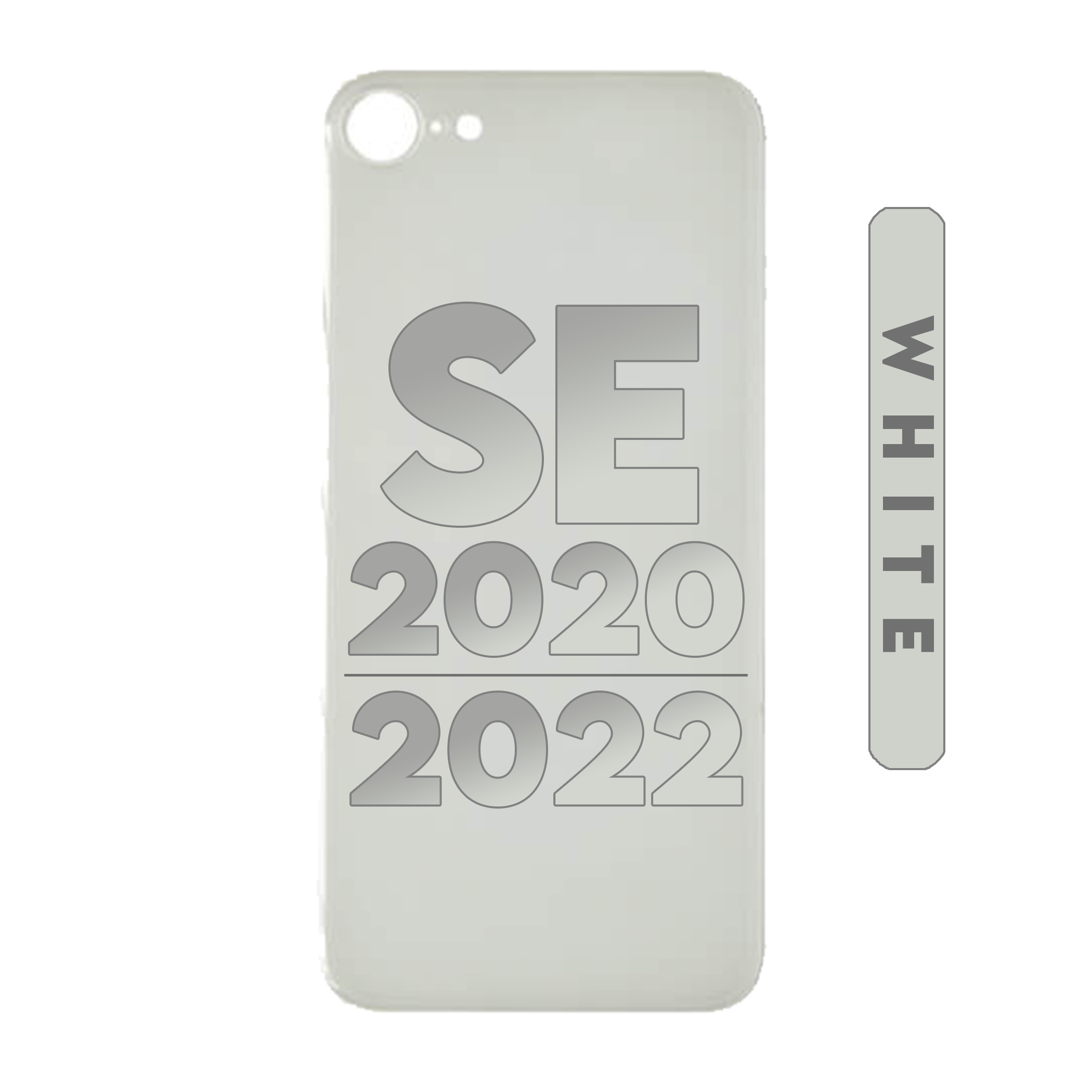(White) For iPhone SE 2020 / 2022  | BACK DOOR GLASS (Big Hole) (No Logo)