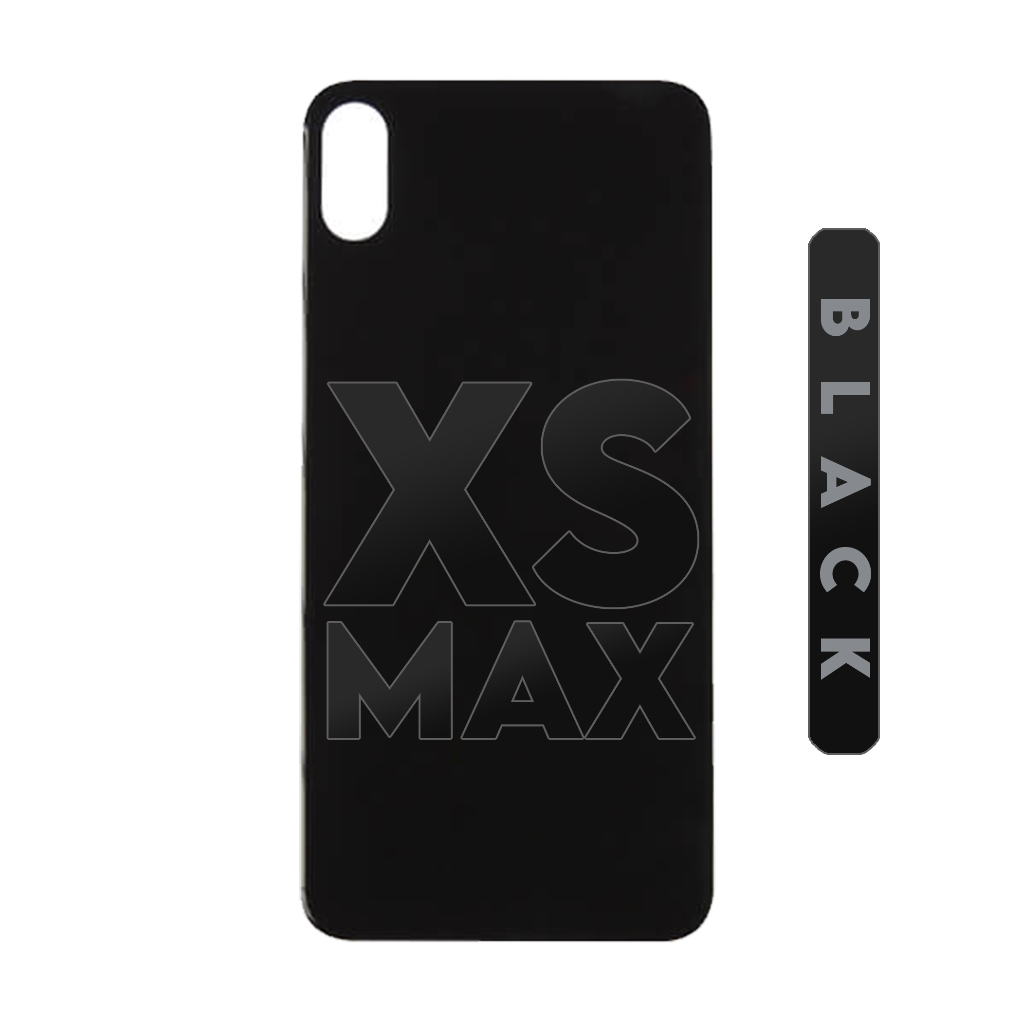 (Black) For iPhone Xs Max | BACK DOOR GLASS (Big Hole) (No Logo)