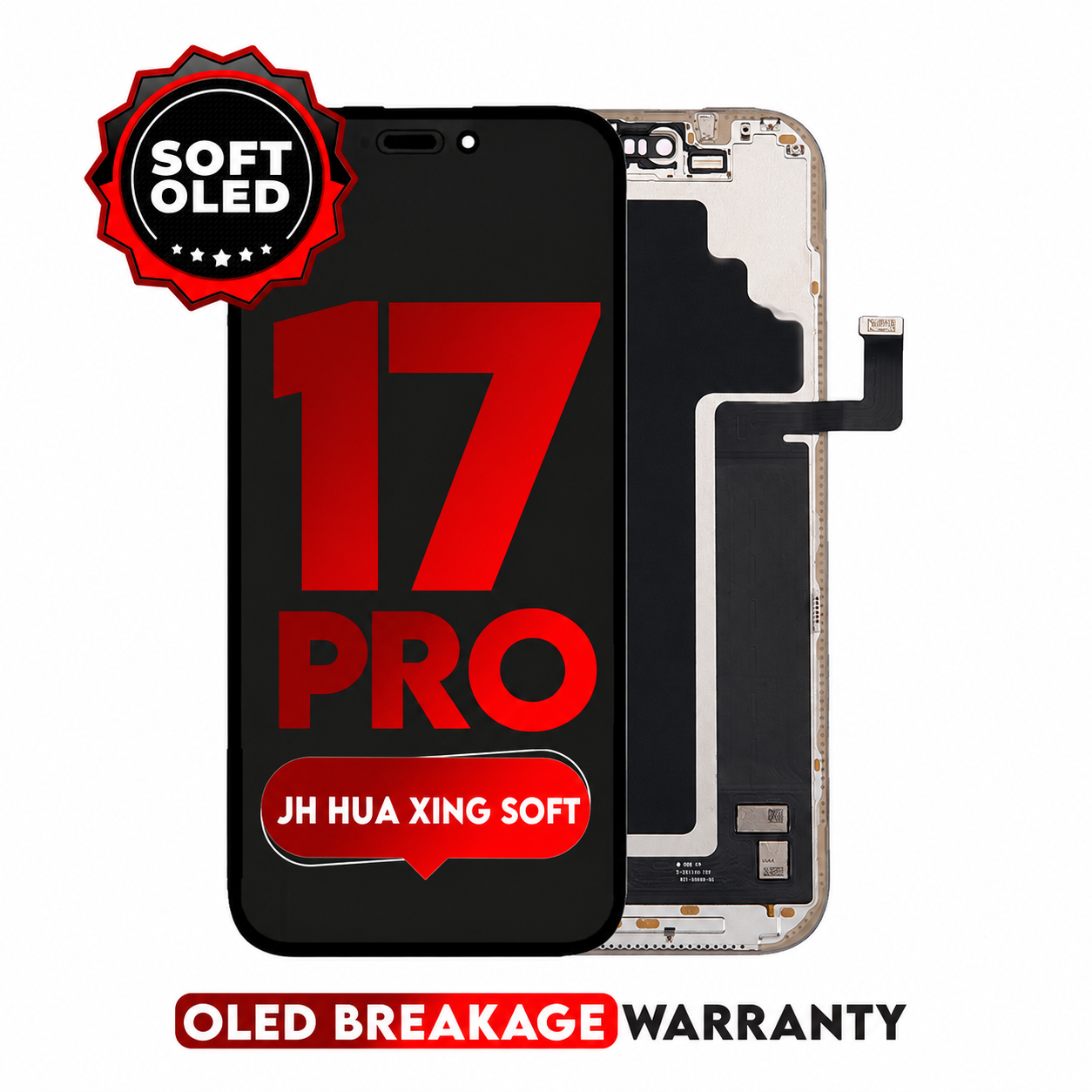 For iPhone 17 Pro |  Soft OLED (JH) 120HZ HUAXING (Full Coverage/ Breakage covered)