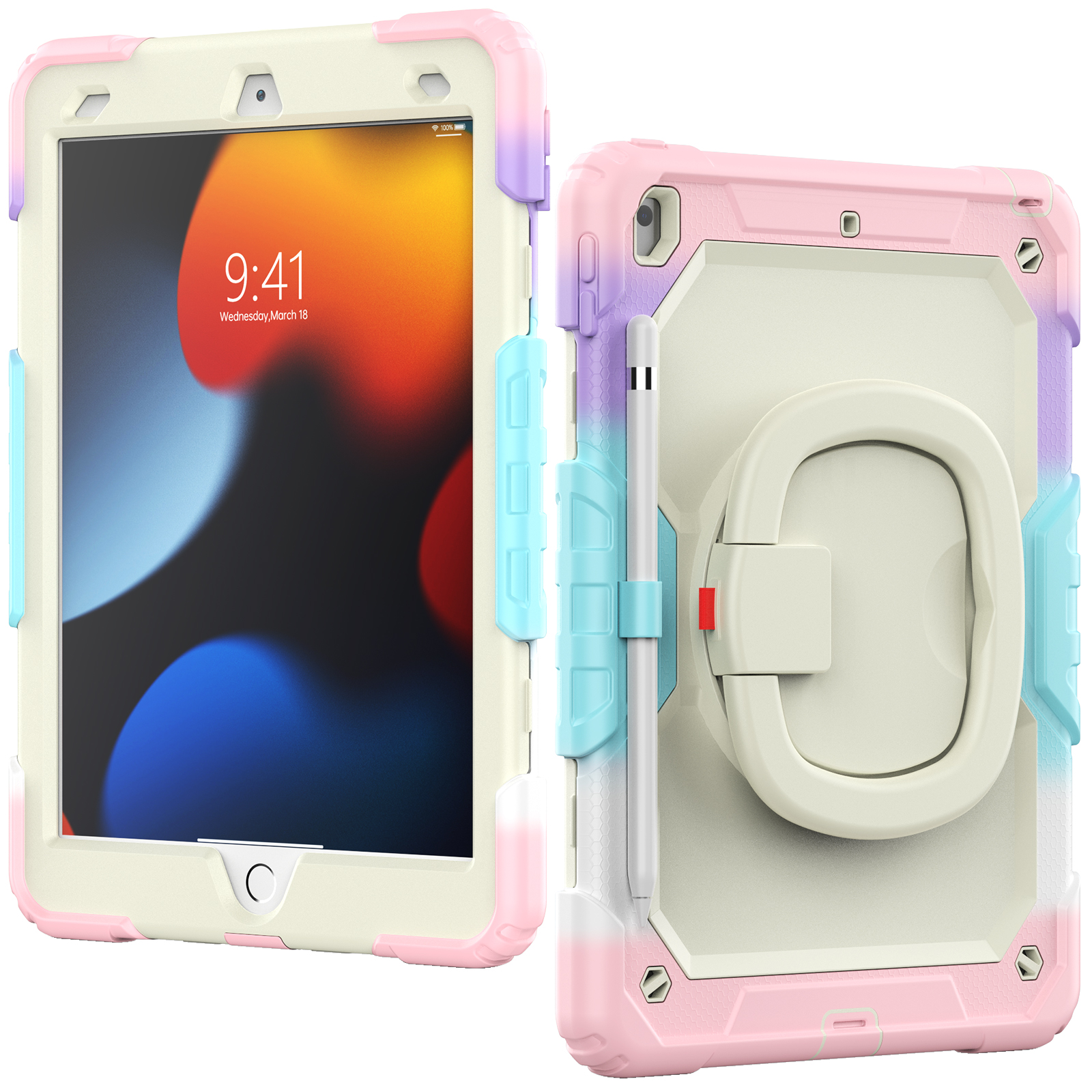 For IPAD MINI 6 / 7 | 360 Rotating Hand Strap Shockproof Cover with Stand (PINK) — image 1