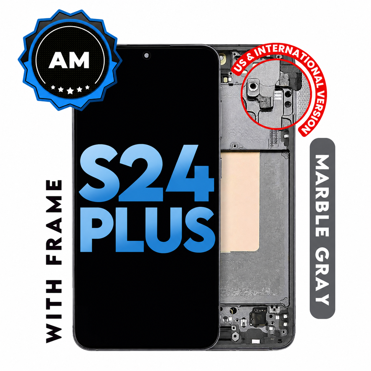 (Generic) Samsung S24 Plus (with Frame) Replacement Part - Marble Gray