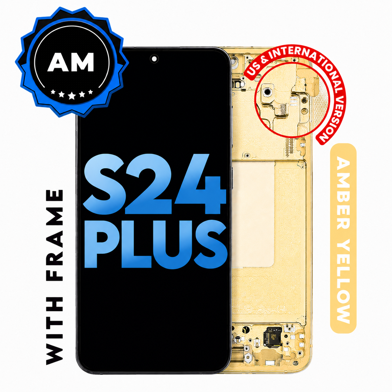 (Generic) Samsung S24 Plus (with Frame) Replacement Part -Amber Yellow