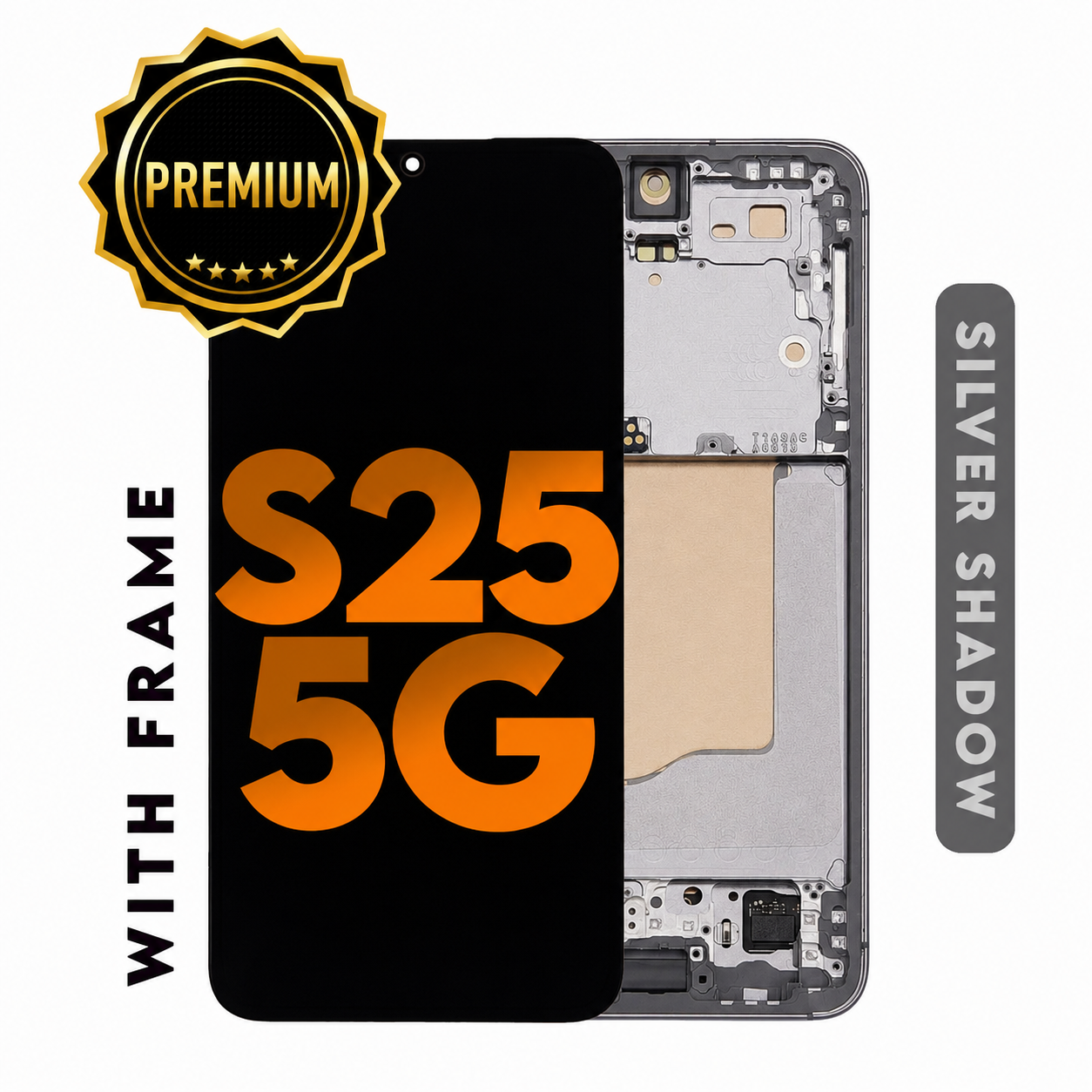 (Premium) (Silver) For Galaxy S25 | LCD Assembly With Frame (Refurbished)