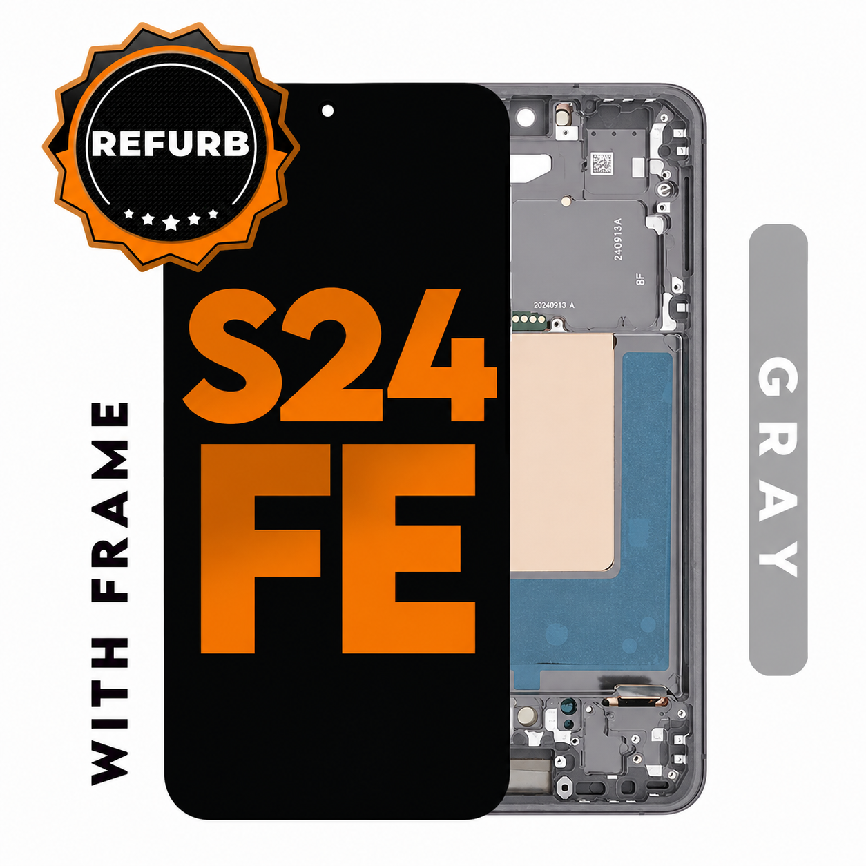 (Premium) (Gray) For Samsung S24 FE | Oled Screen With Frame