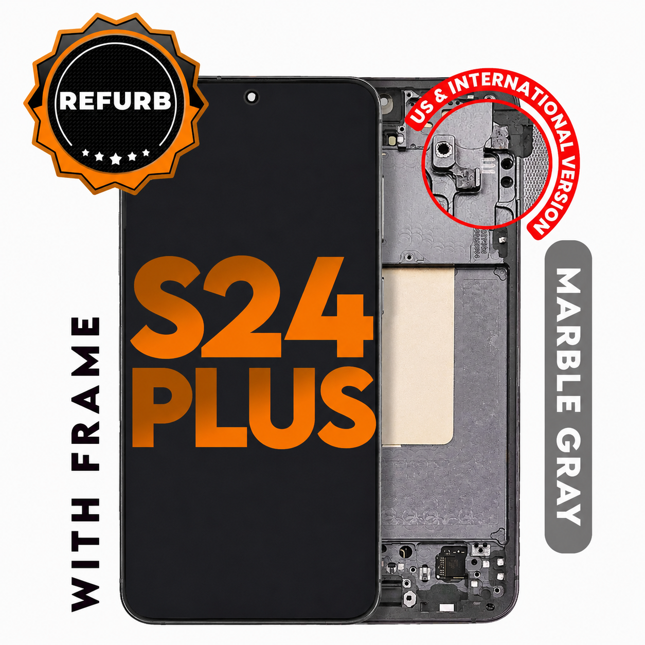 (Premium) (Marble Gray) For Galaxy S24 Plus | Oled Screen With Frame