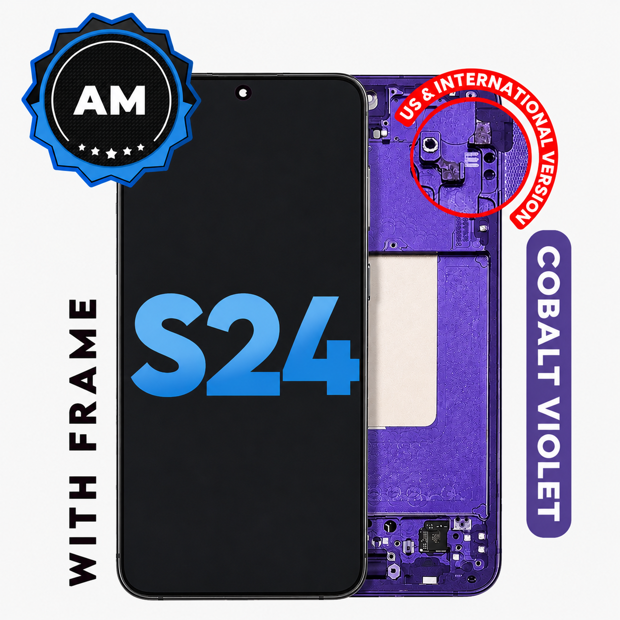 (Premium) (Cobalt Violet) For Galaxy S24 | OLED SCREEN With Frame