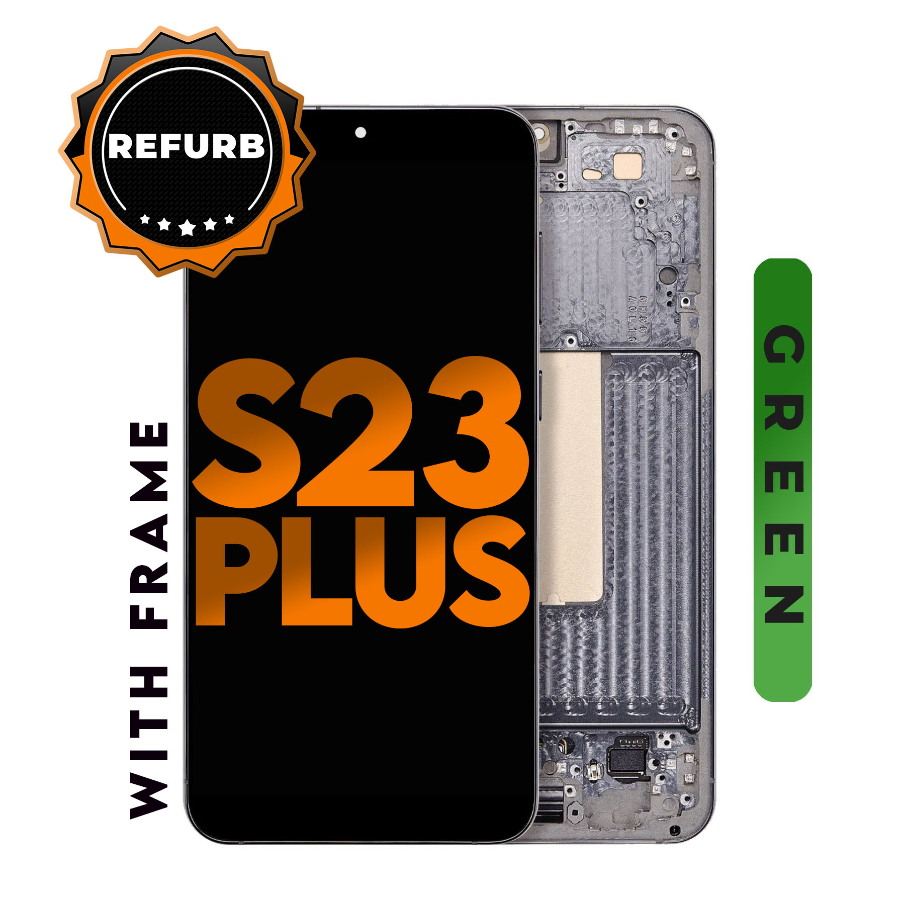 (Premium) (Green) For Galaxy S23 Plus | LCD Replacement Part with Frame 