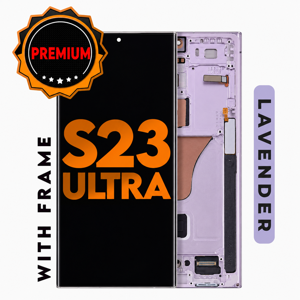 (Premium) (Lavender) For Galaxy S23 Ultra | Oled Screen With Frame