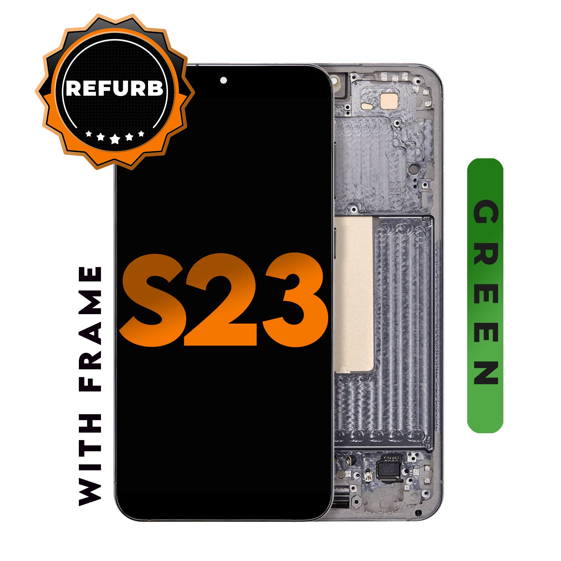 (Green) (Refurbished) For Galaxy S23 | LCD Replacement Part with Frame — image 1