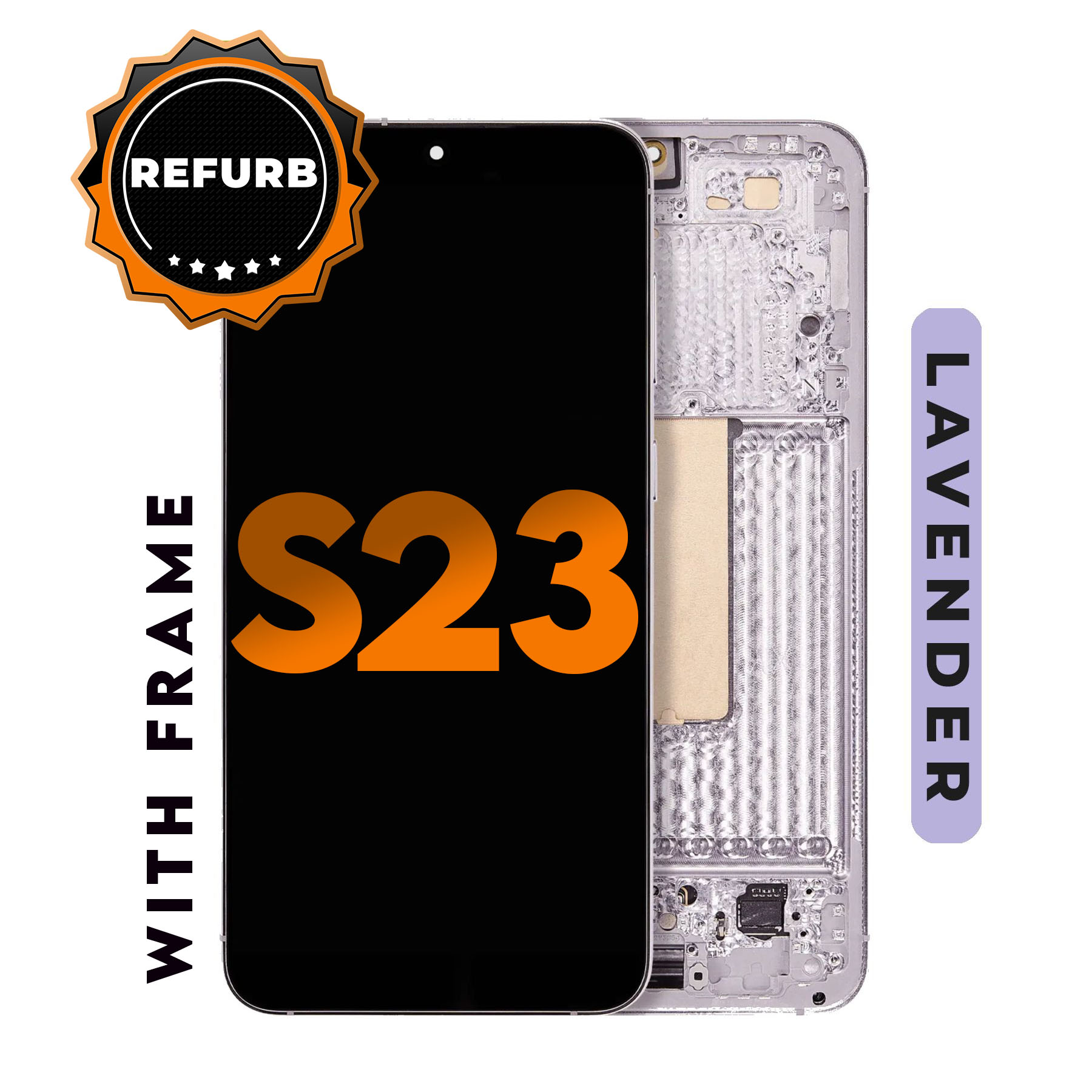 (Lavender) (Refurbished) For Galaxy S23 | LCD Replacement Part with Frame — image 1