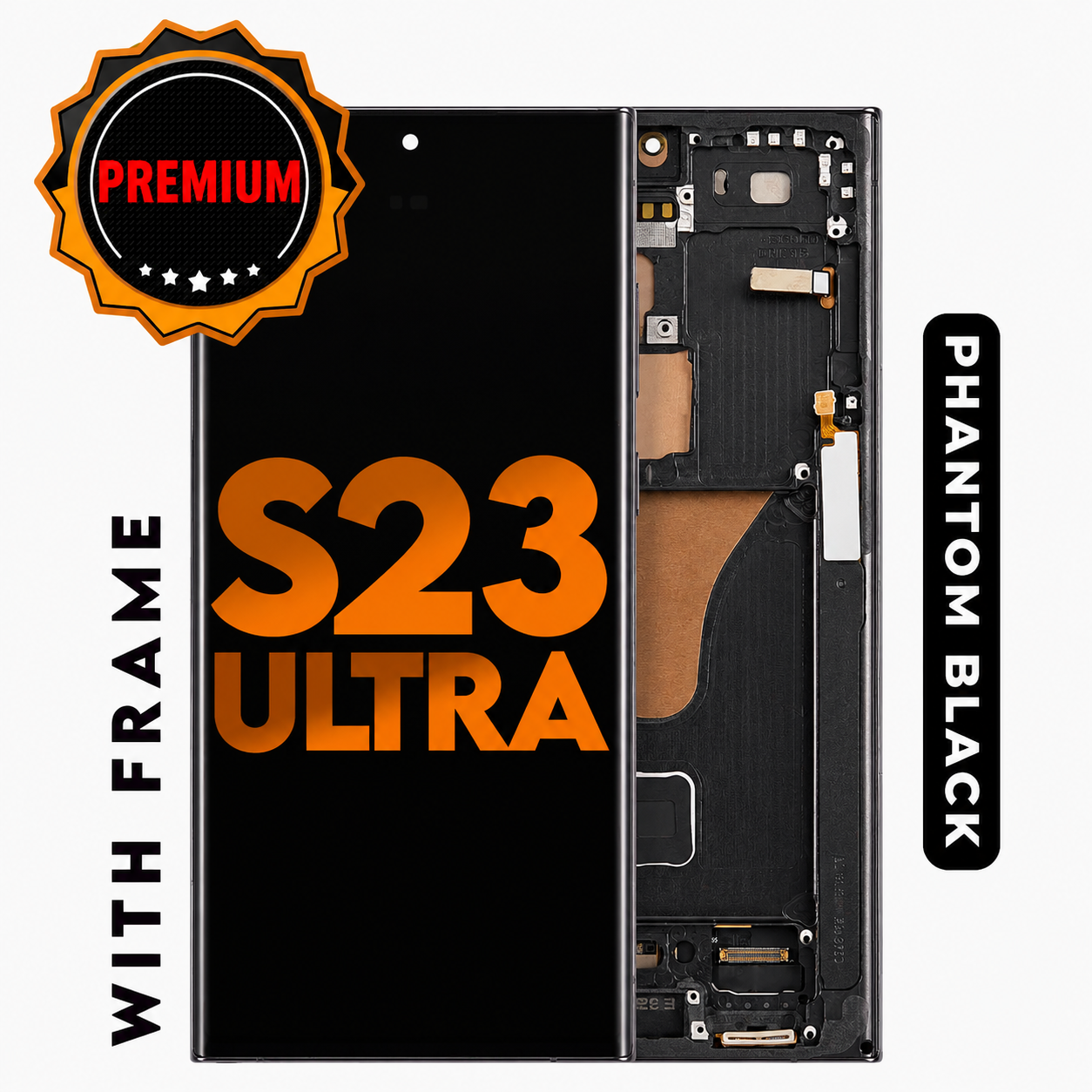 (Premium) (Black) For Galaxy S23 Ultra | Oled Screen With Frame