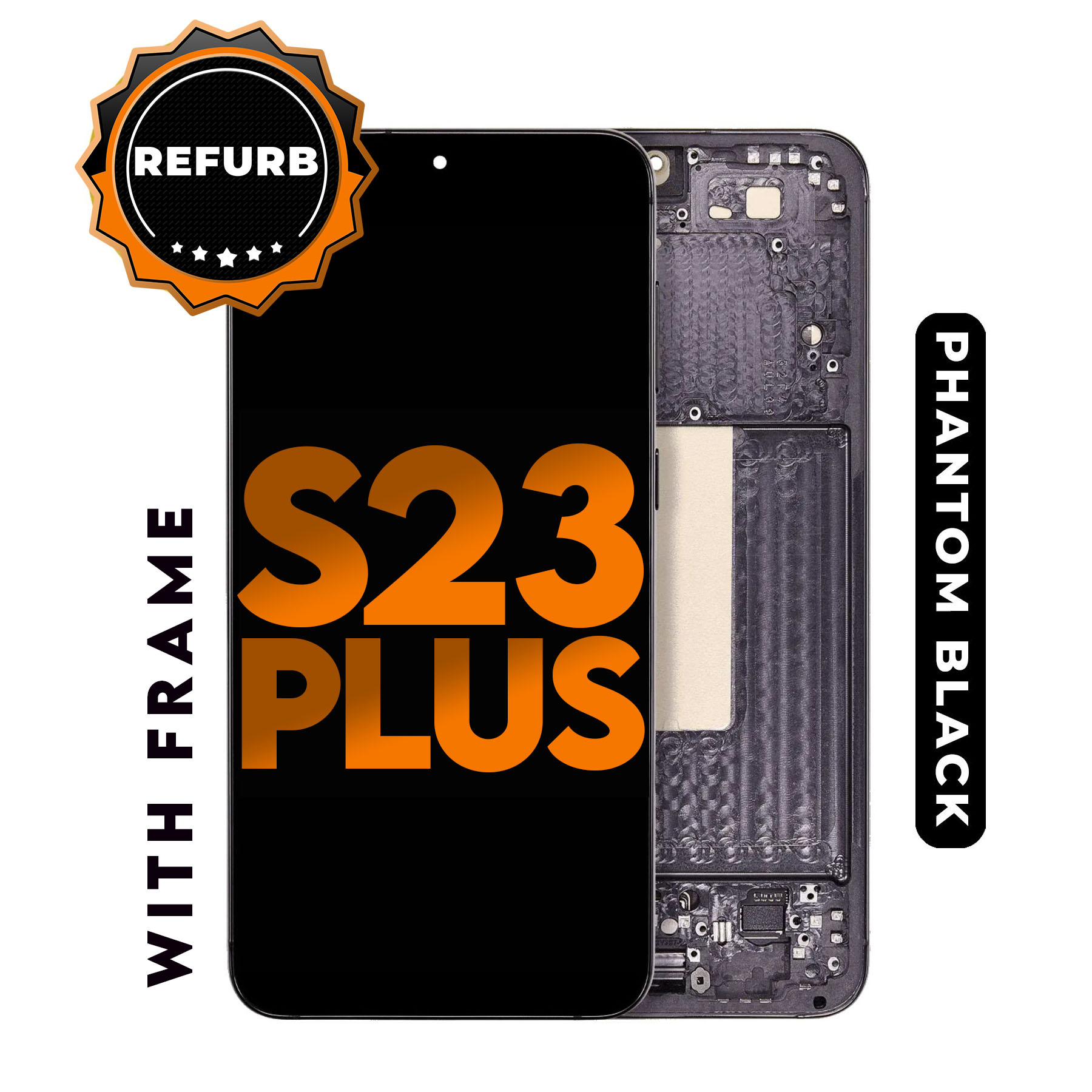 (Premium) (Black) For Galaxy S23 Plus | LCD Replacement Part with Frame 