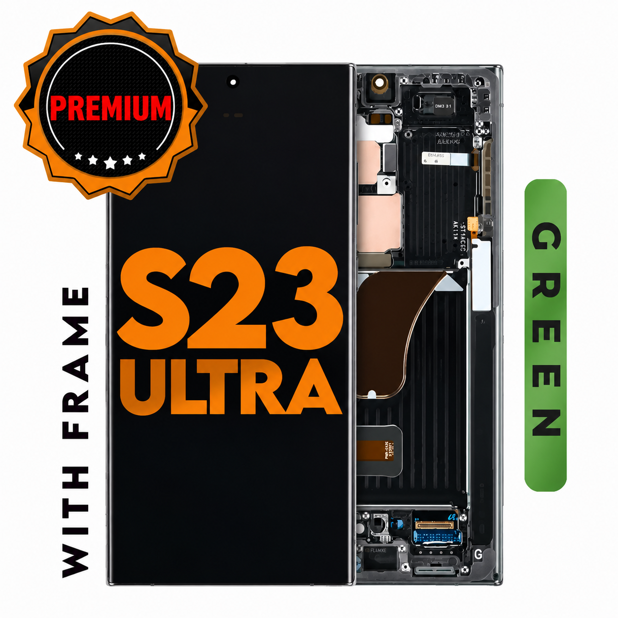 (Premium) (Green) For Galaxy S23 Ultra | Oled Screen With Frame