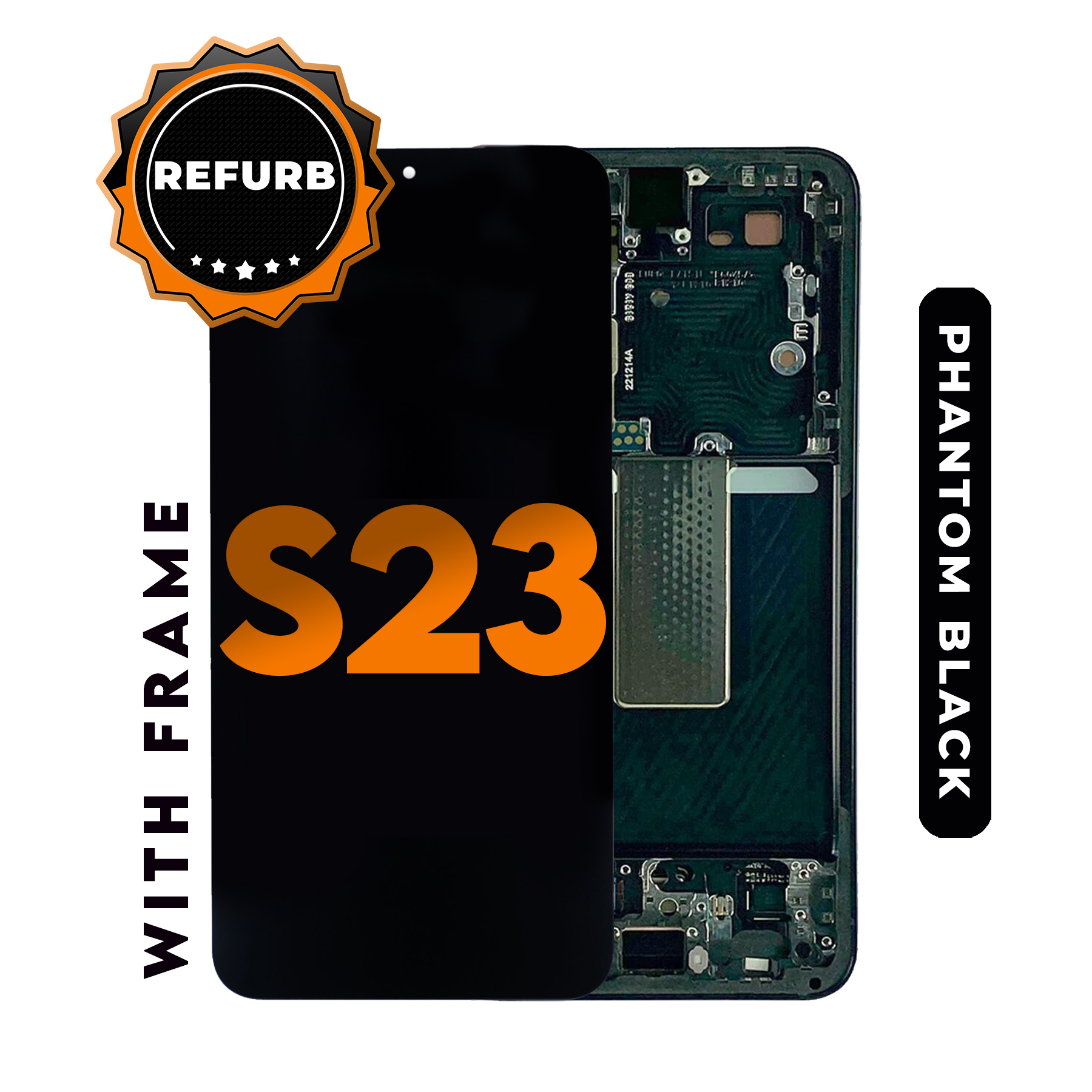 (Black) (Refurbished) For Galaxy S23 | LCD Replacement Part with Frame 