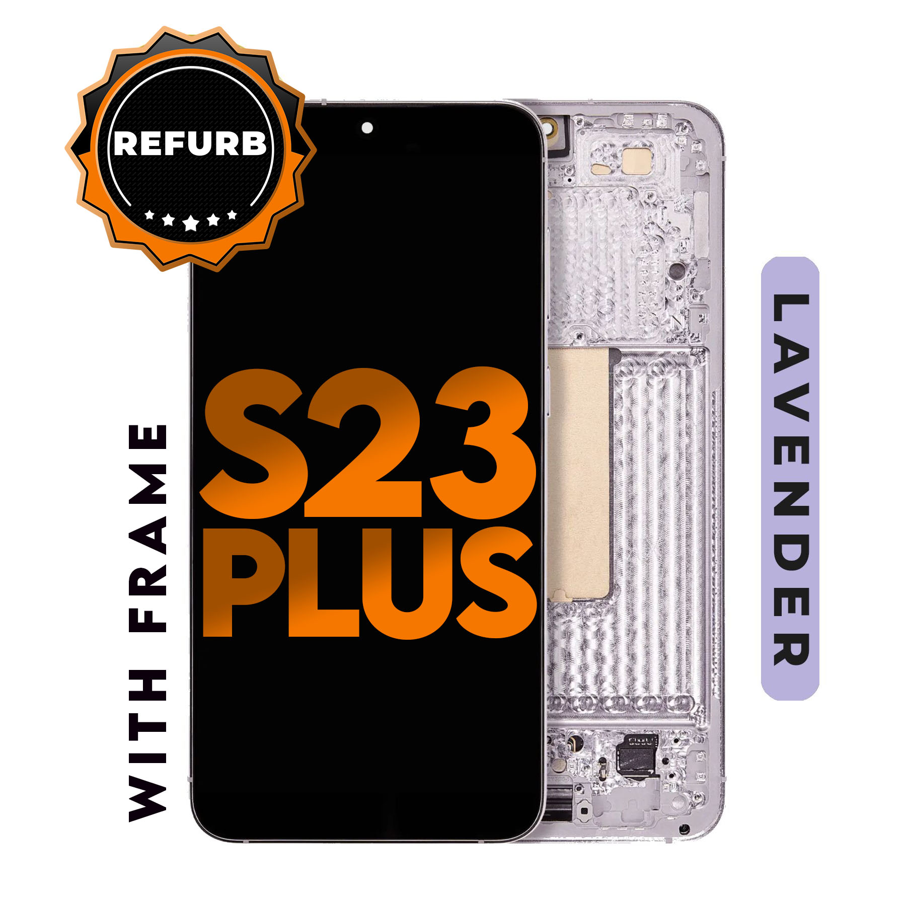 (Premium) (Lavender) For Galaxy S23 Plus | LCD Replacement Part with Frame 