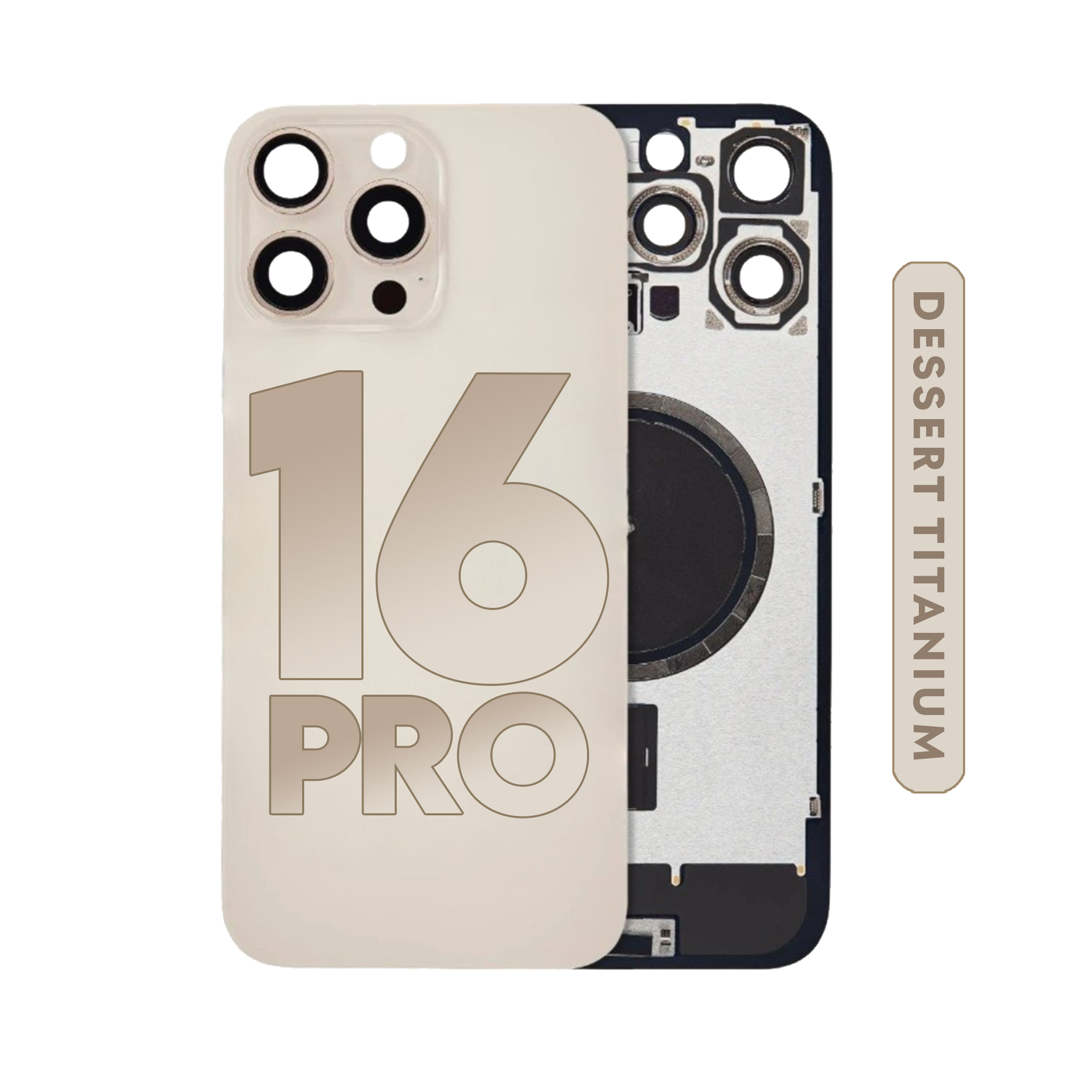 (Desert Titanium) For Iphone 16 Pro | Back Glass W/ Magnet and Frame (No Logo) — image 1