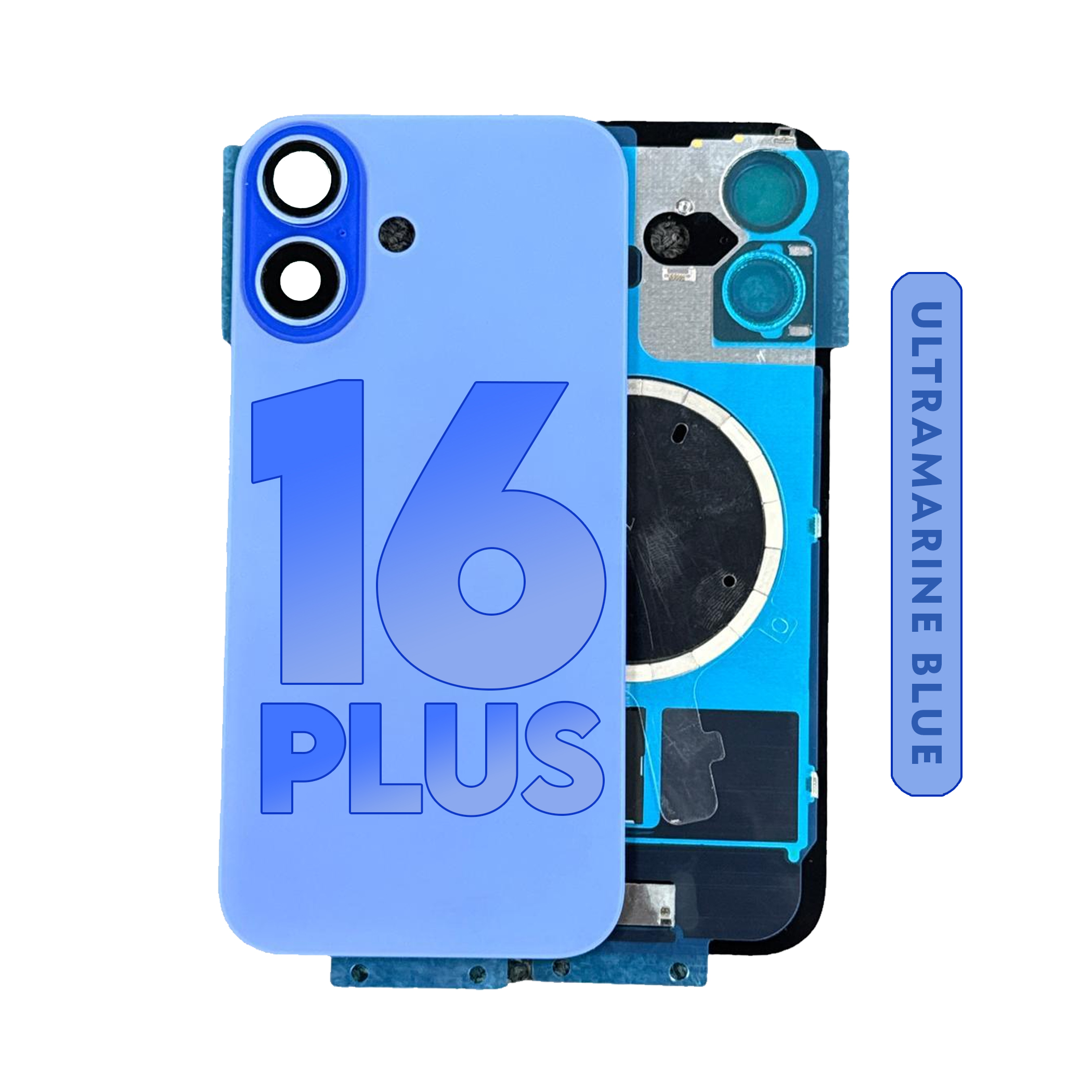 (Ultramarine Purple)  For Iphone 16 plus | Back Glass W/ Magnet and Frame (No Logo)