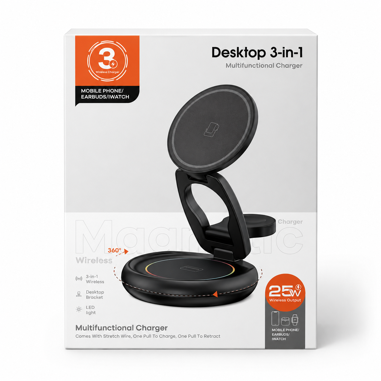 DESKTOP 3 IN 1 MULTIFUCTIONAL WIRELESS CHARGER — image 1