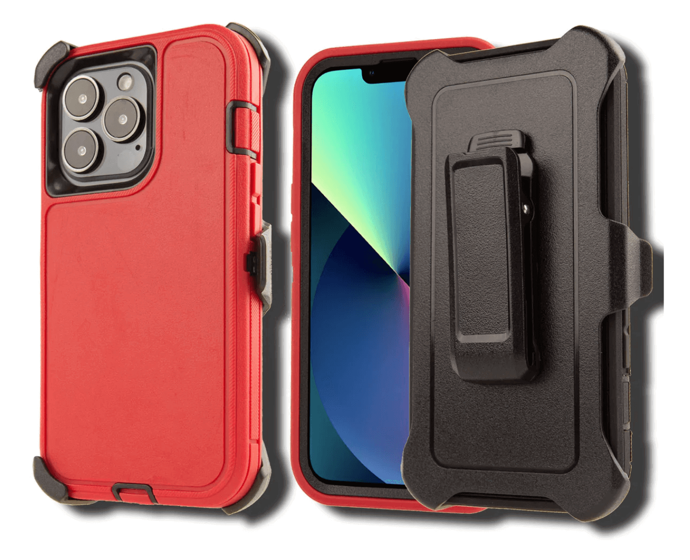 FOR IPHONE 18 PRO / IPHONE 17 PRO  | HEAVY DUTY CASE WITH BELT CLIP (RED)