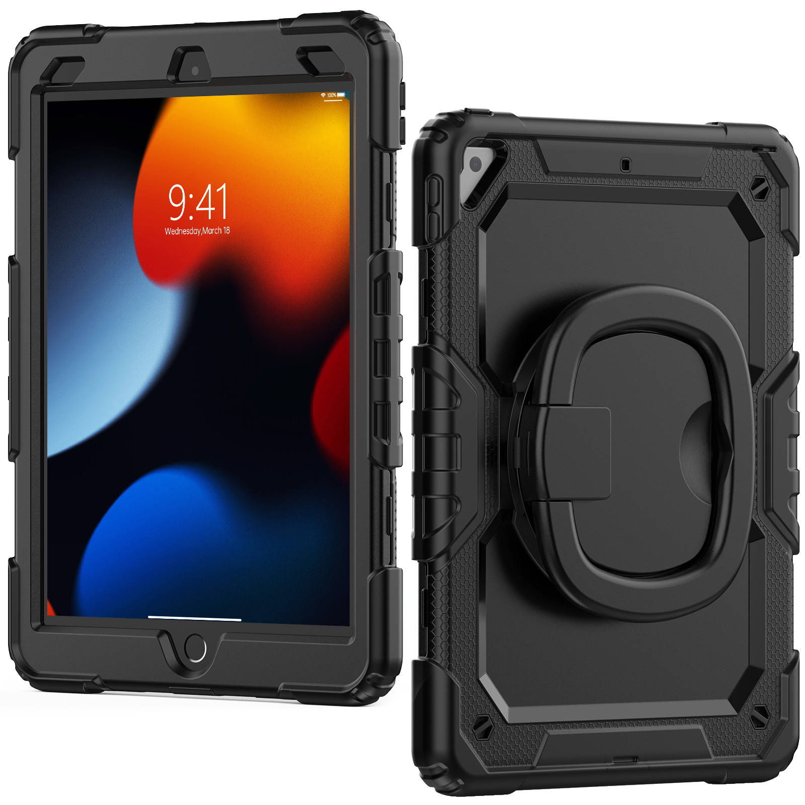 IPAD PRO 10.5/ AIR 3  |  360 Rotating Hand Strap Shockproof Cover with Stand (Black)