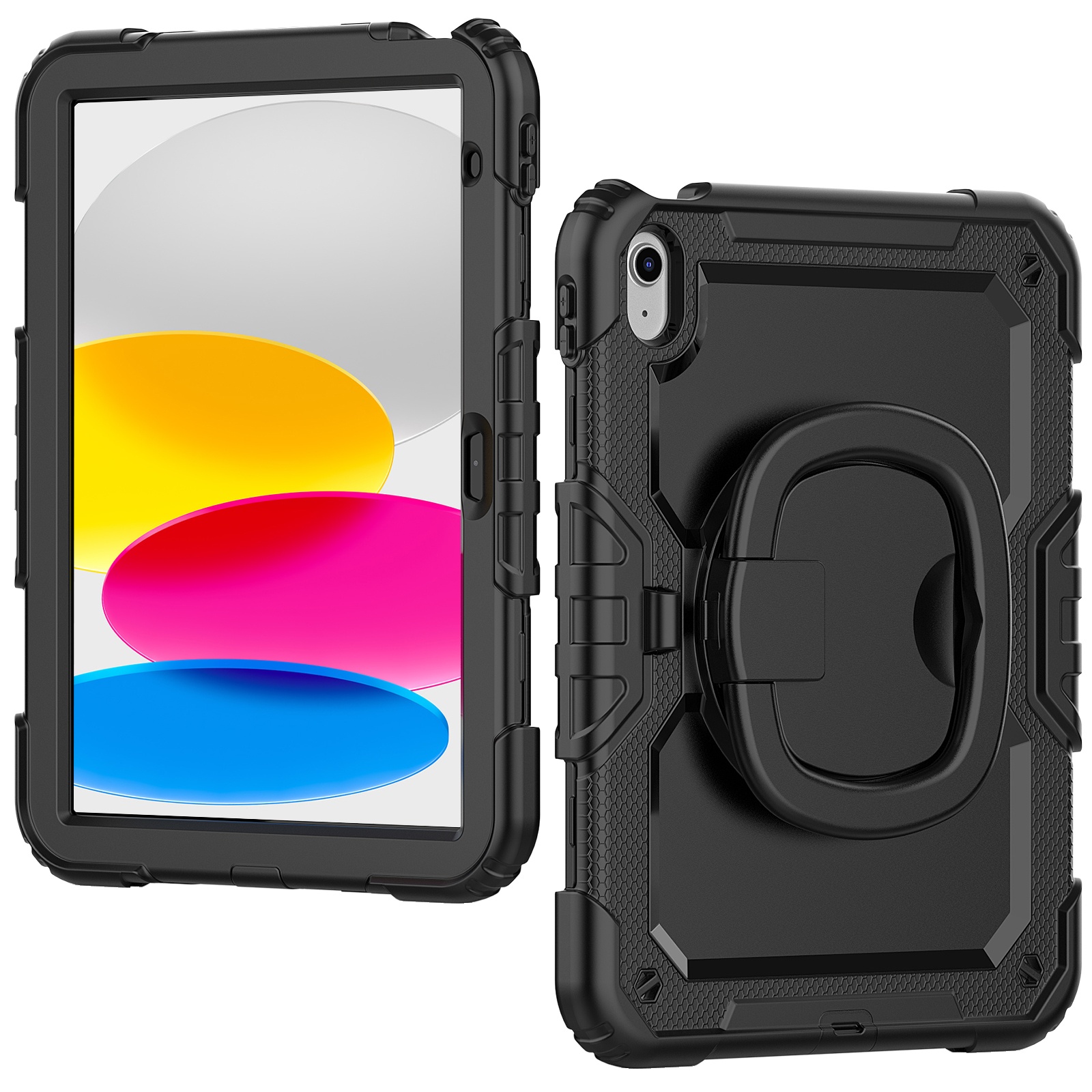 IPAD 10.9 Air4 (2020)/Air5 (2022) Pro 11(2022/2021/2020/2018） |  360 Rotating Hand Strap Shockproof Cover with Stand (Black)