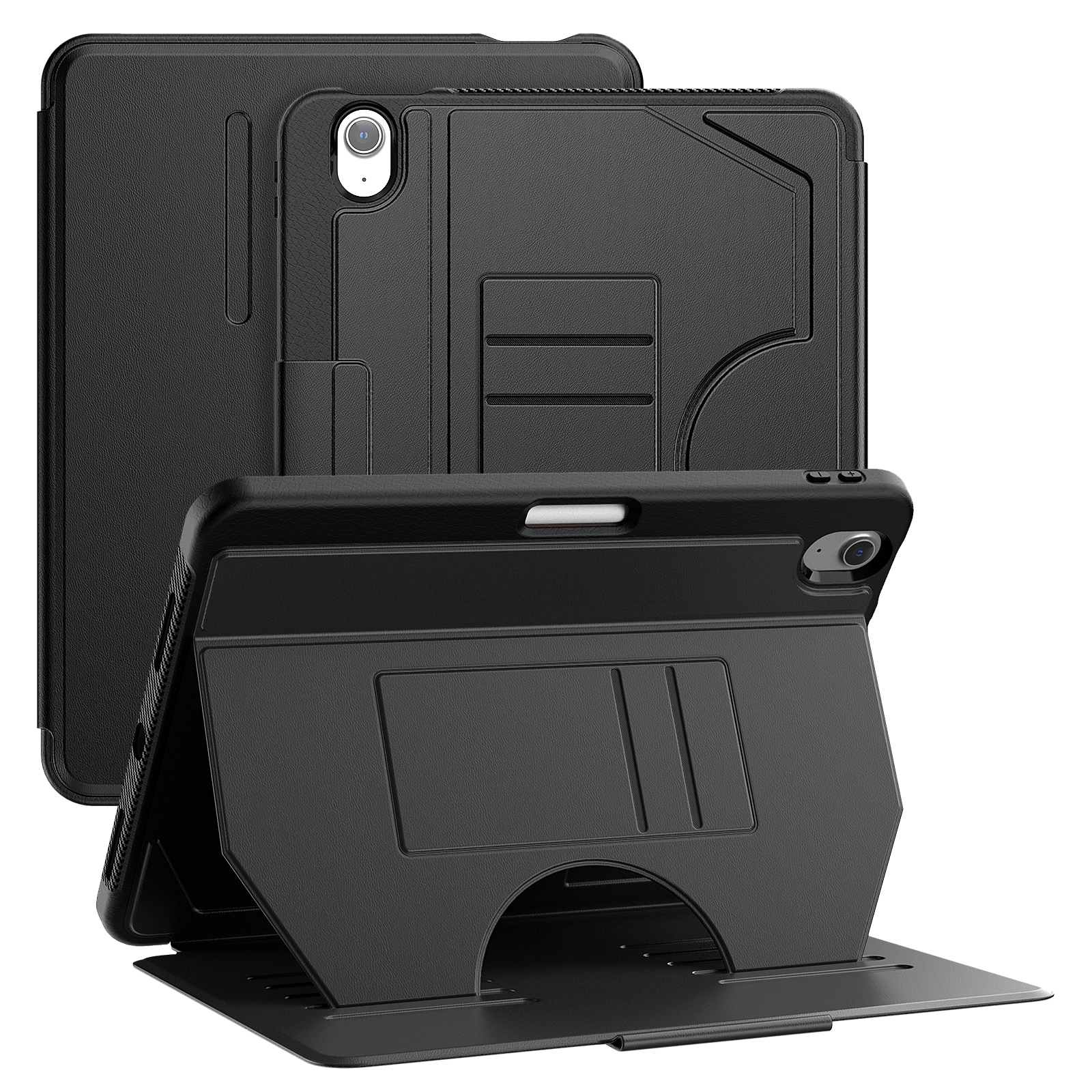IPAD Air11 M3 A3266（2025) /IPAD Air11 M2 A2902 (2024)  | Book Style Case with Adjustable Kickstand & Pencil Holder (Black)