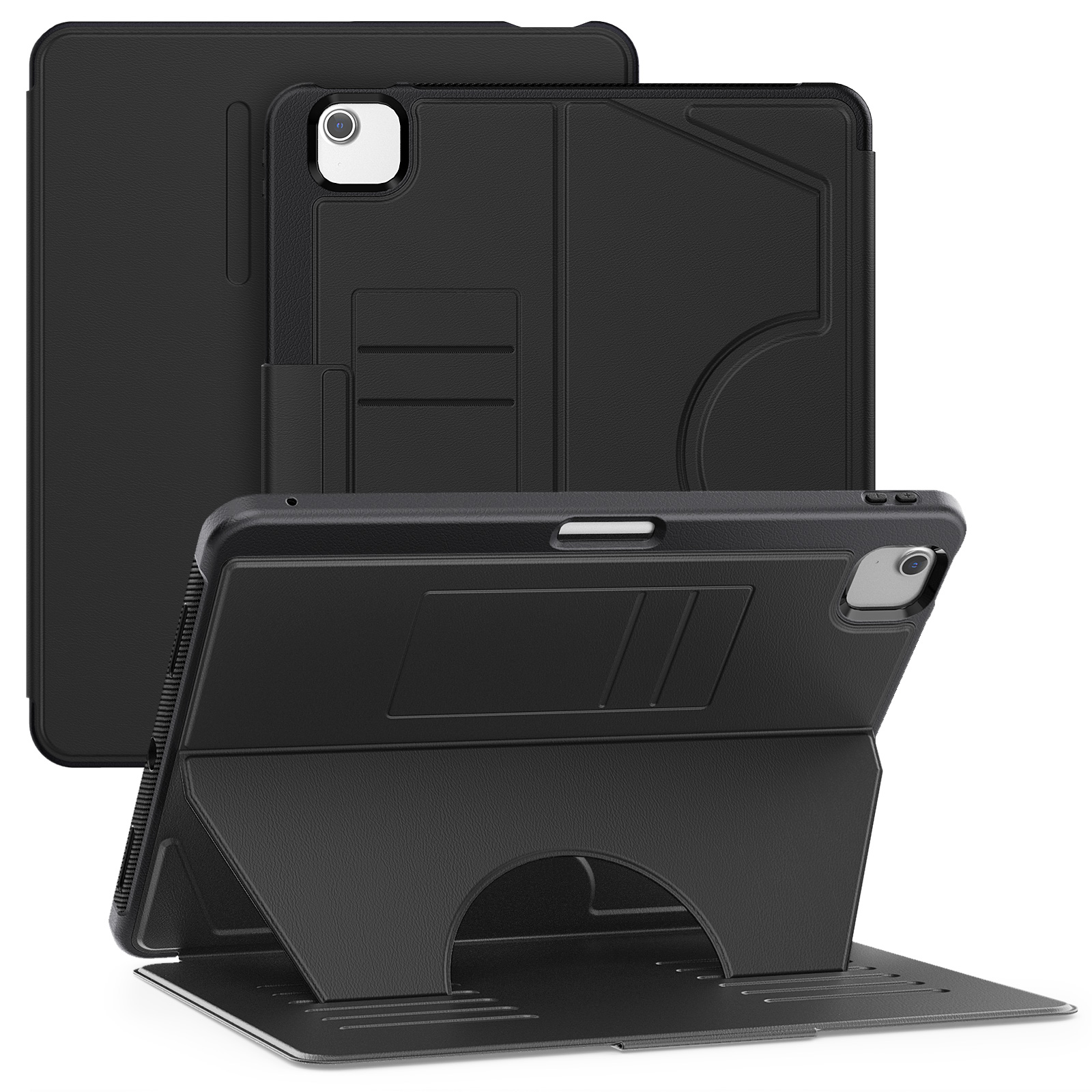 IPAD Air13 M3 A3268（2025)/ IPAD Air13 M2 (2024)  | Book Style Case with Adjustable Kickstand & Pencil Holder (Black)