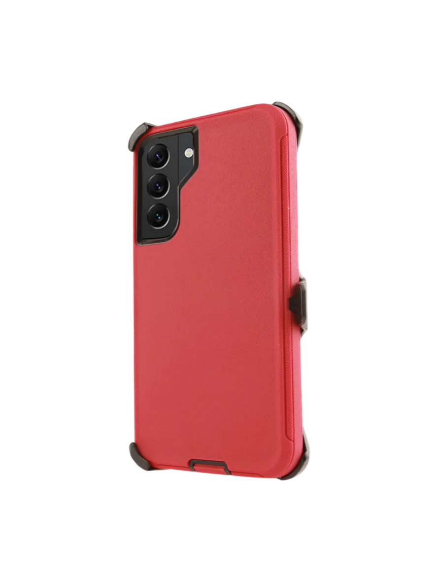 FOR GALAXY S22 | HEAVY DUTY CASE WITH BELT CLIP (RED) — image 1