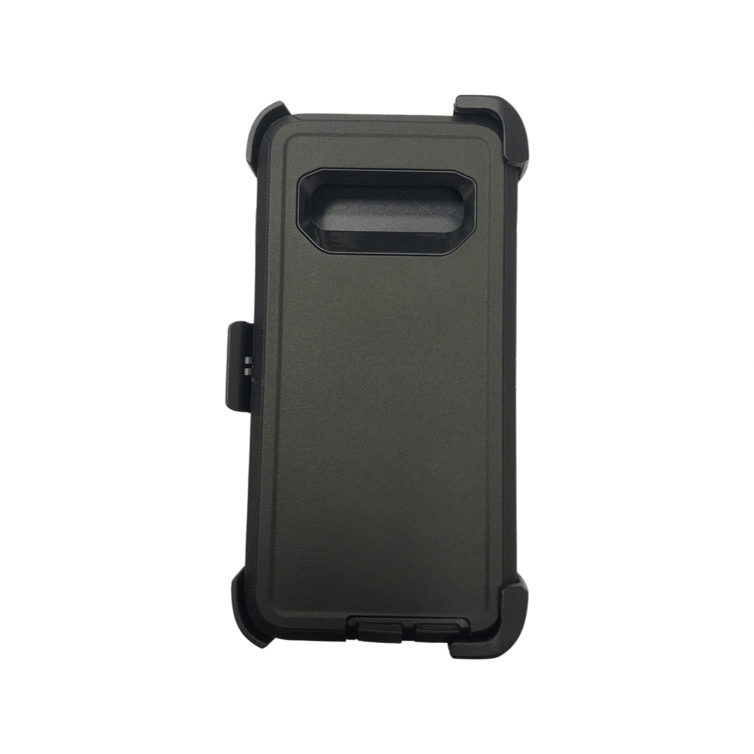 FOR GALAXY S10  | HEAVY DUTY CASE WITH BELT CLIP (BLACK)