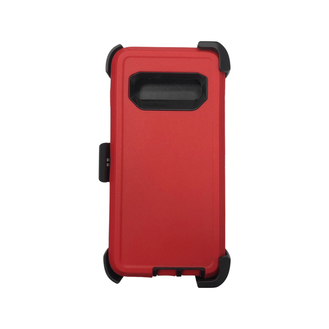 FOR GALAXY S10  | HEAVY DUTY CASE WITH BELT CLIP (RED)