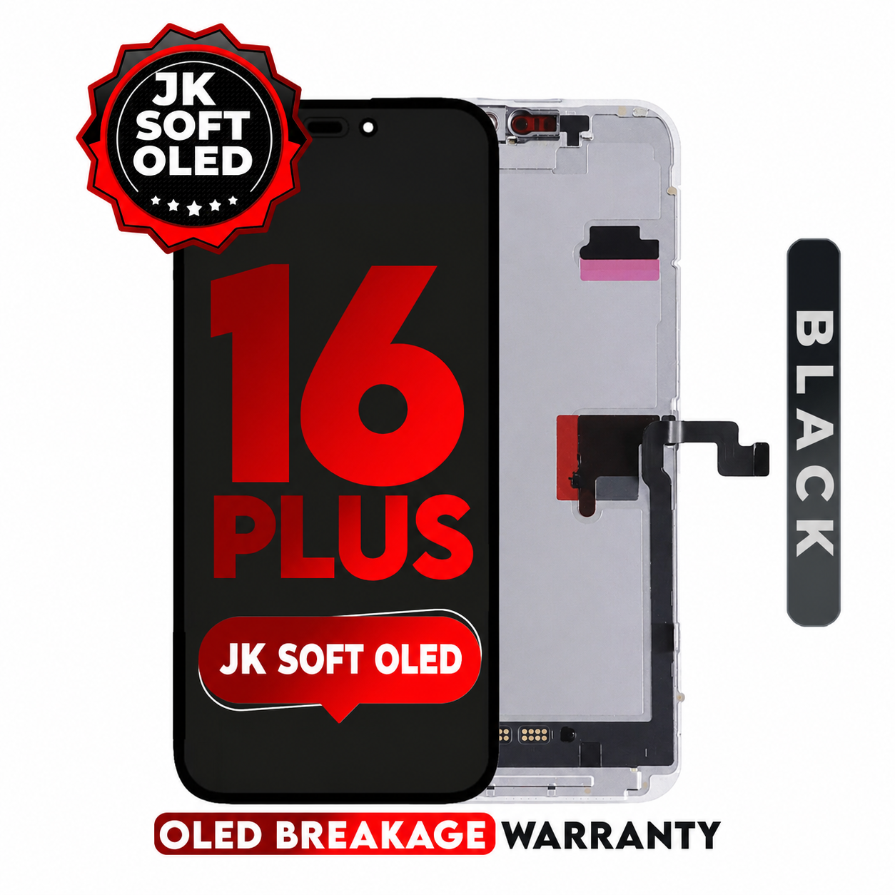 For iPhone 16 PLUS | Soft Oled (JK) (Full Coverage/ Breakage covered)
