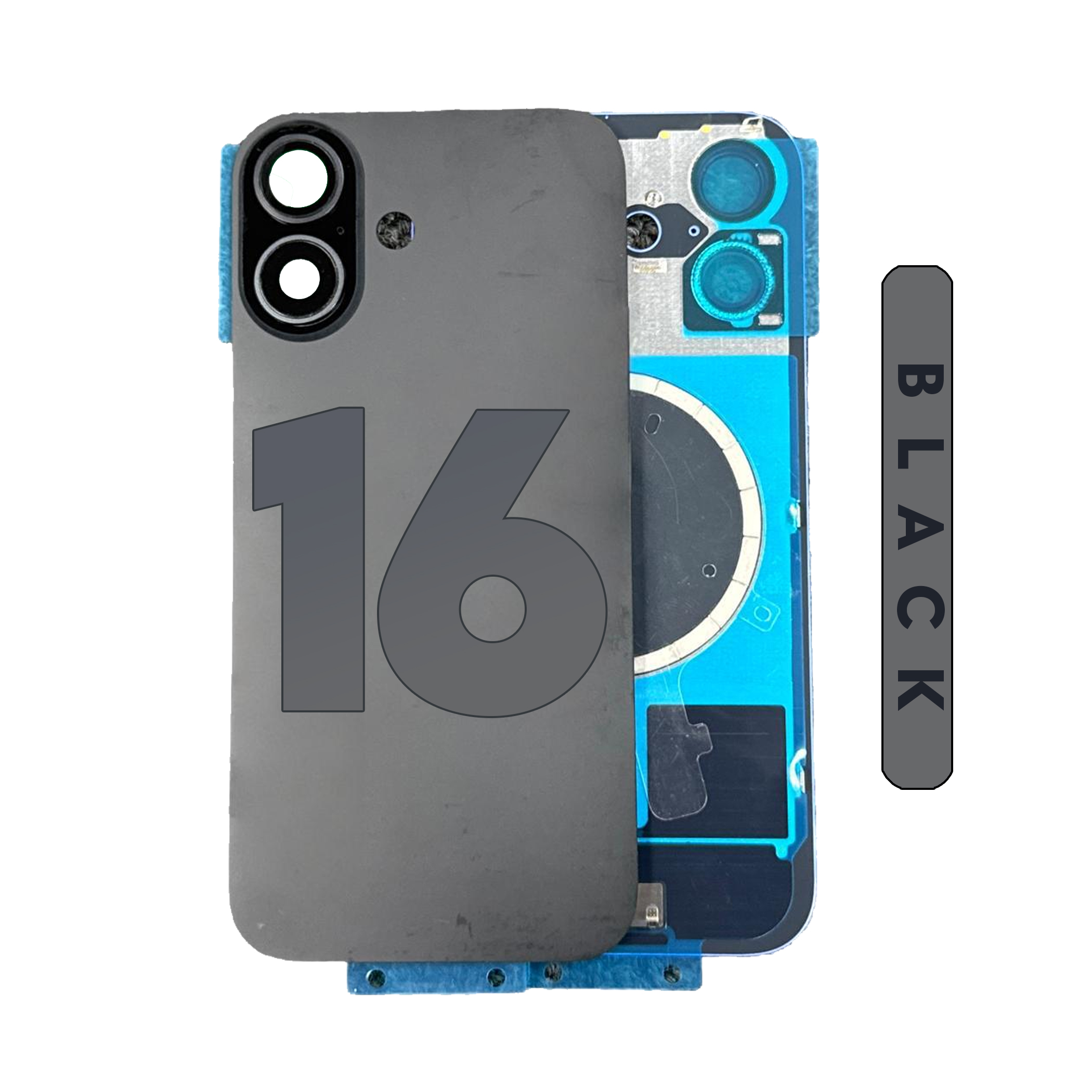 (Black) For iPhone 16 | Back Glass w/ Magnet (No Logo)