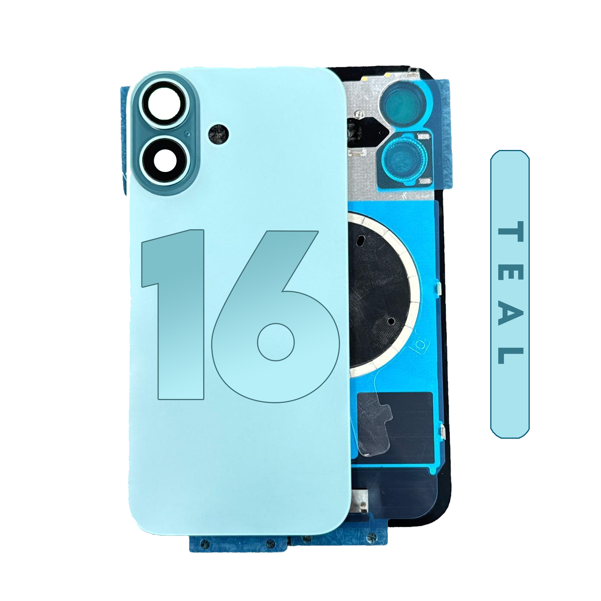 (Green / Teal ) For iPhone 16 | Back Glass w/ Magnet (No Logo)