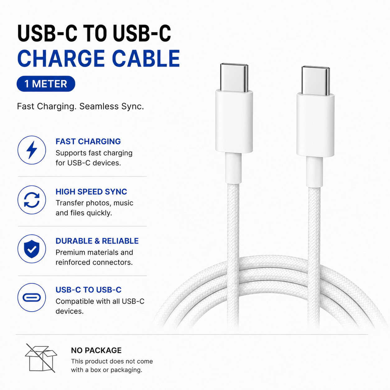 (no package) Type C to Type C Charging Cable