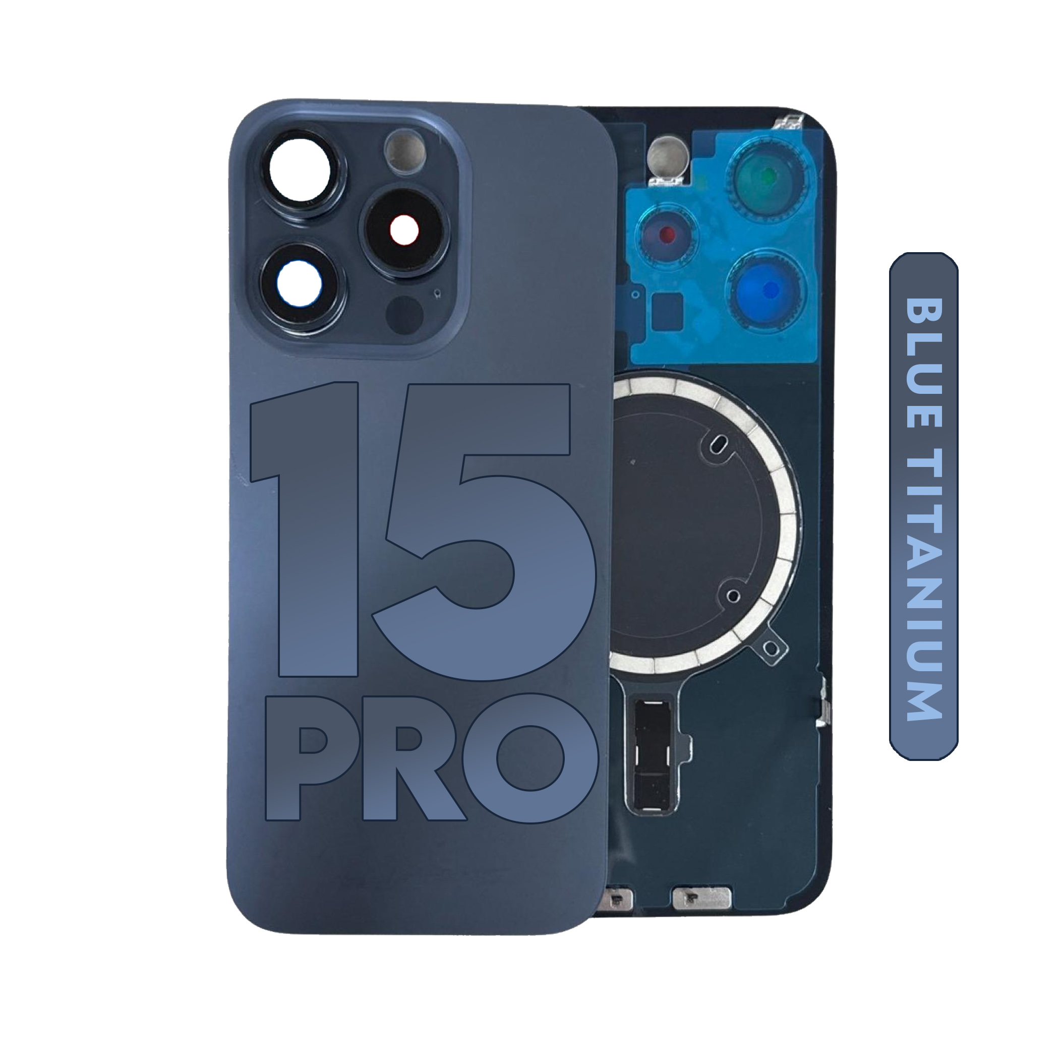 (Titanium Blue) FOR IPHONE 15 Pro | BACK DOOR With Magnet (No Logo)