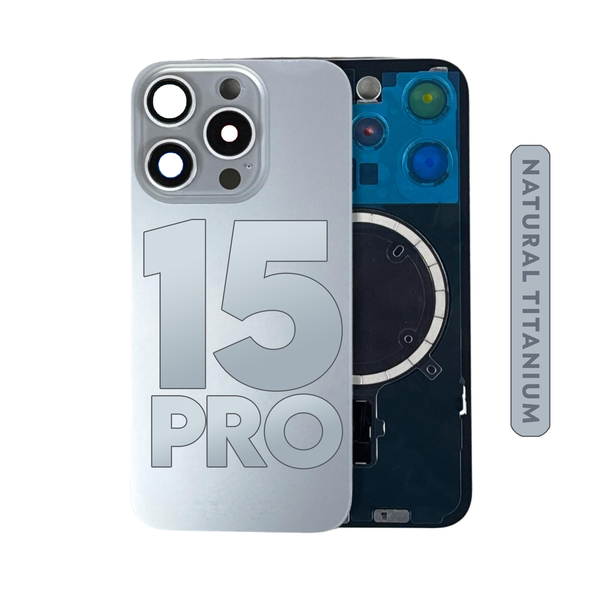 (Titanium Natural) FOR IPHONE 15 Pro | BACK DOOR With Magnet (No Logo)