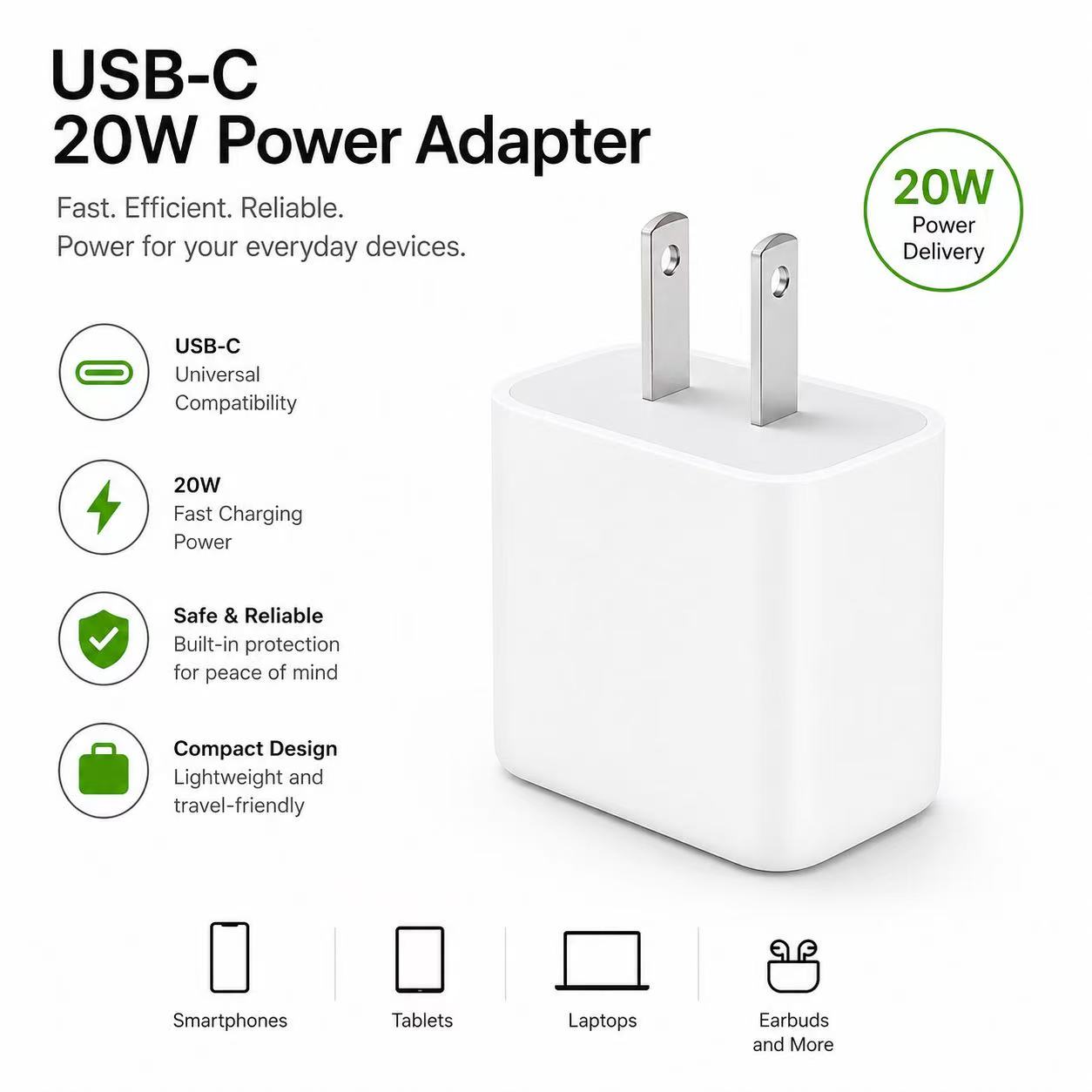 20W USB-C PD Fast charging adapter