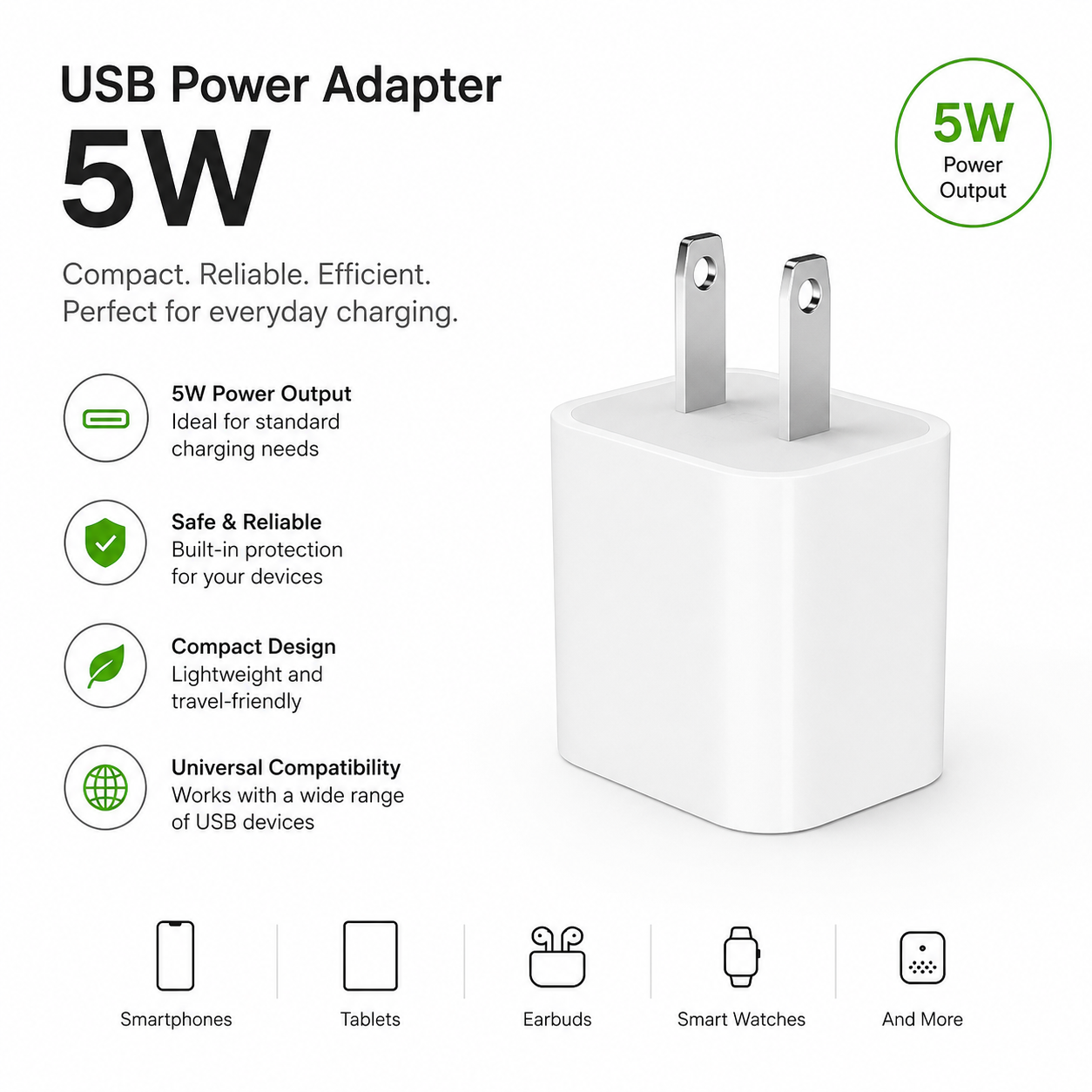 5w Single usb power adapter